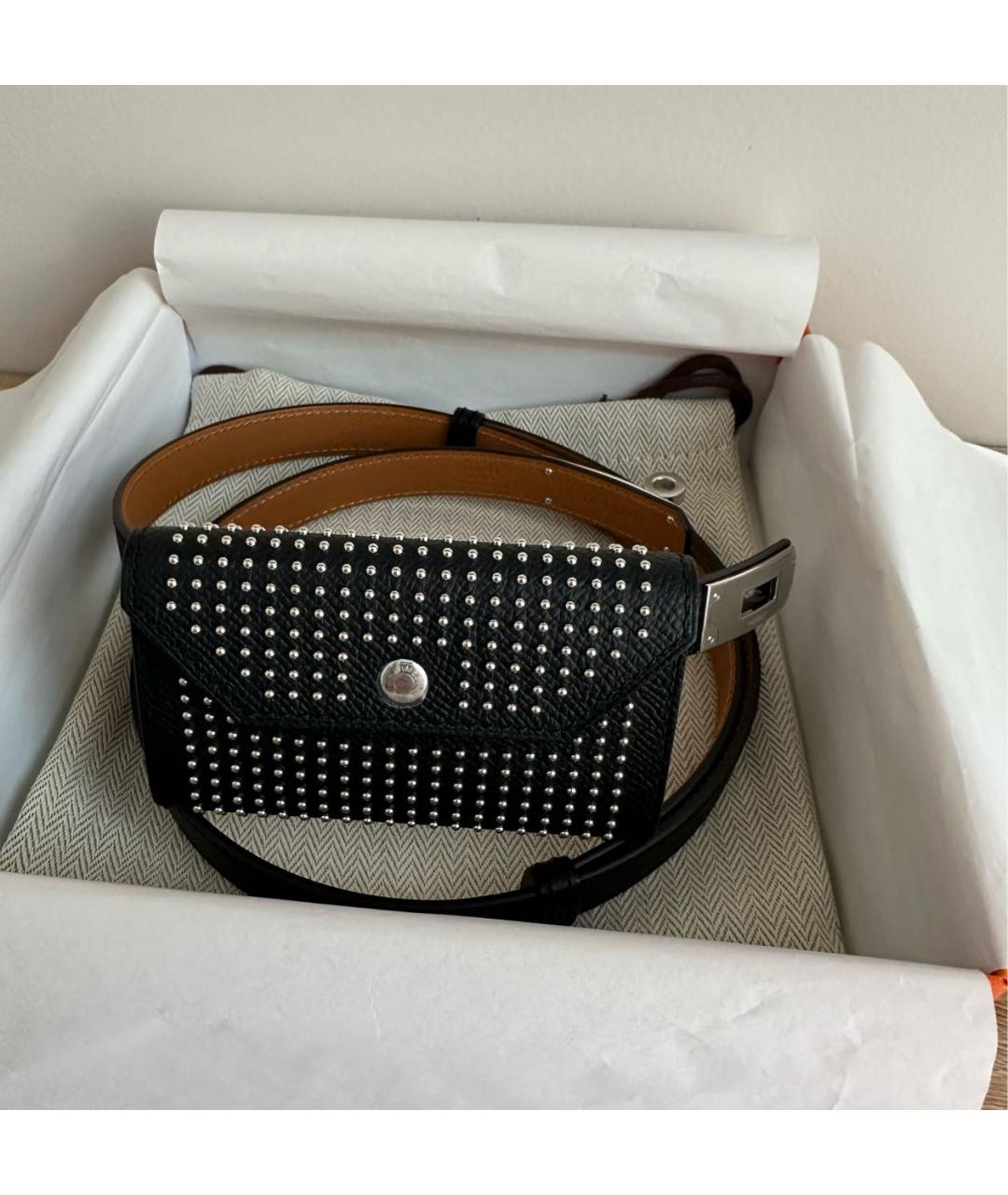 HERMES Черный кожаный ремень, фото 4