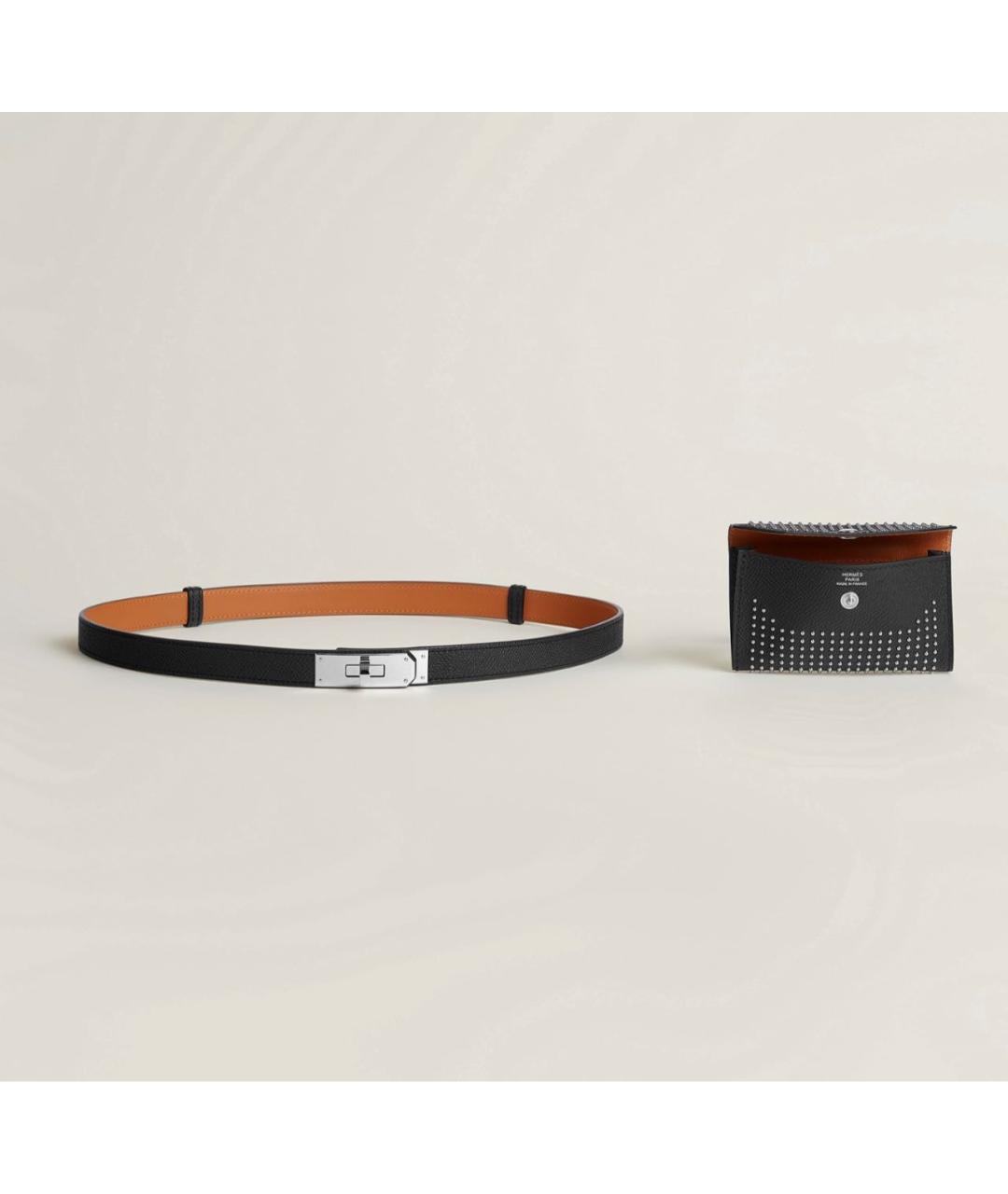 HERMES Черный кожаный ремень, фото 2