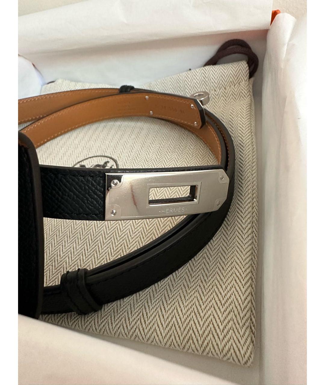 HERMES Черный кожаный ремень, фото 5