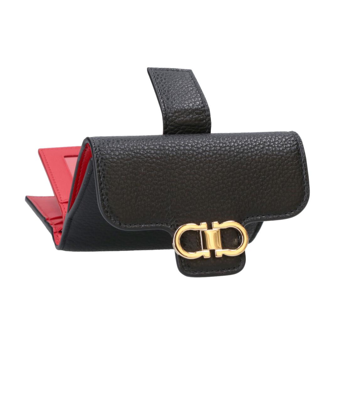 FERRAGAMO Черный кожаный кошелек, фото 4