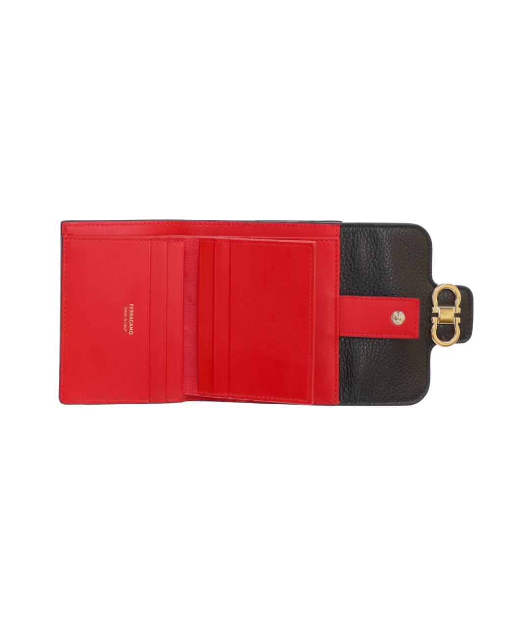 FERRAGAMO Черный кожаный кошелек, фото 2