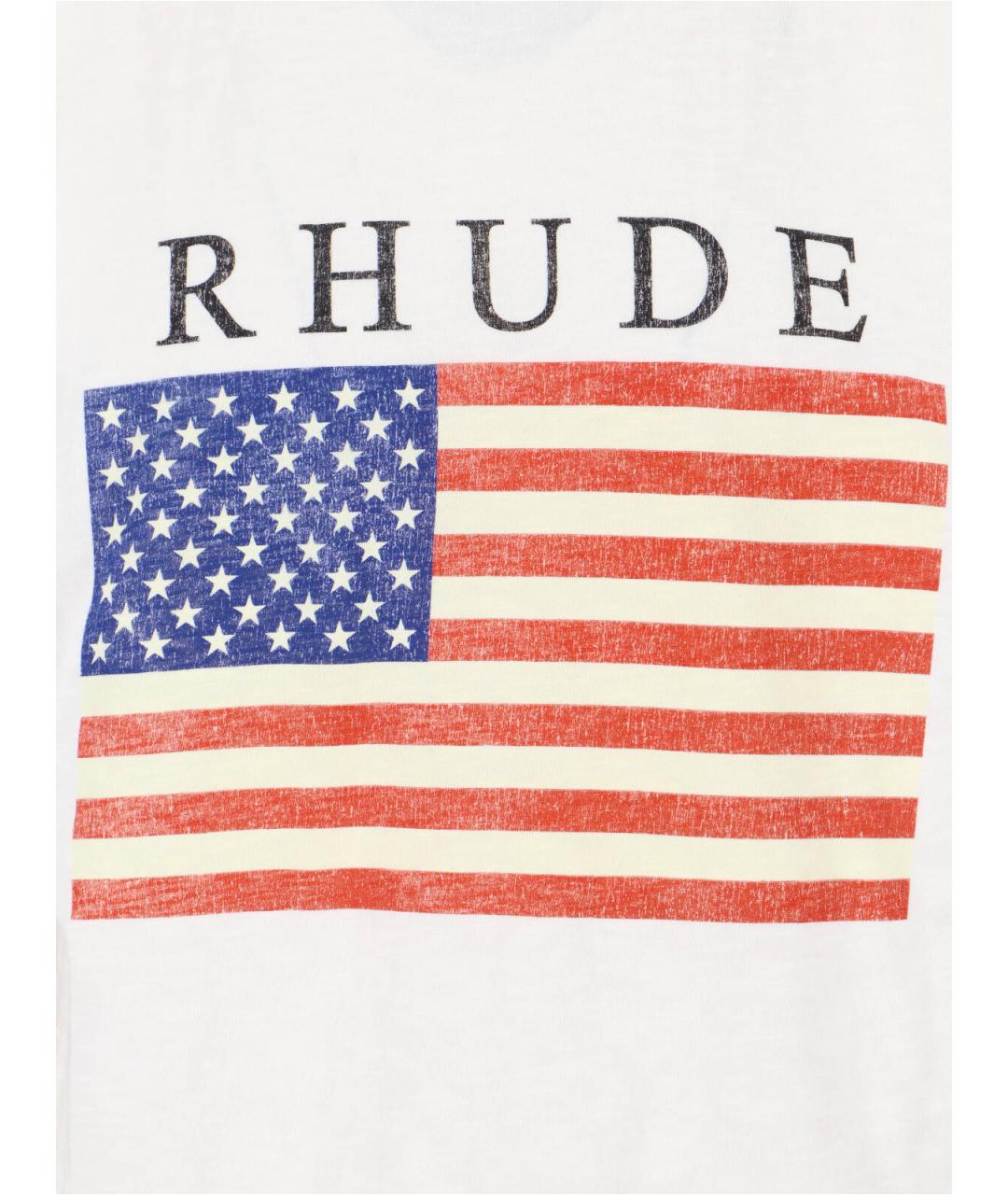 RHUDE Белая хлопковая футболка, фото 3