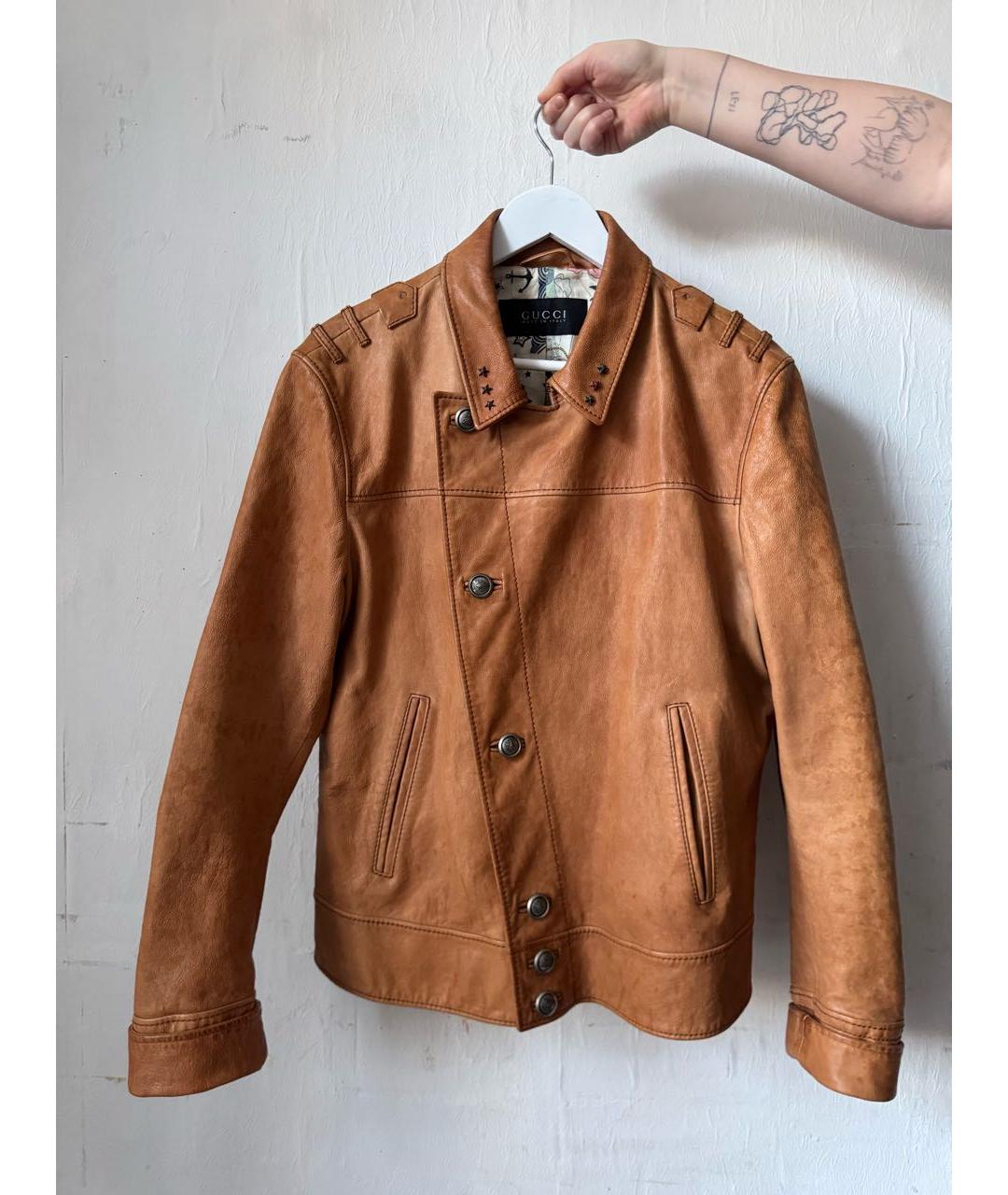 GUCCI Коричневая кожаная куртка, фото 7