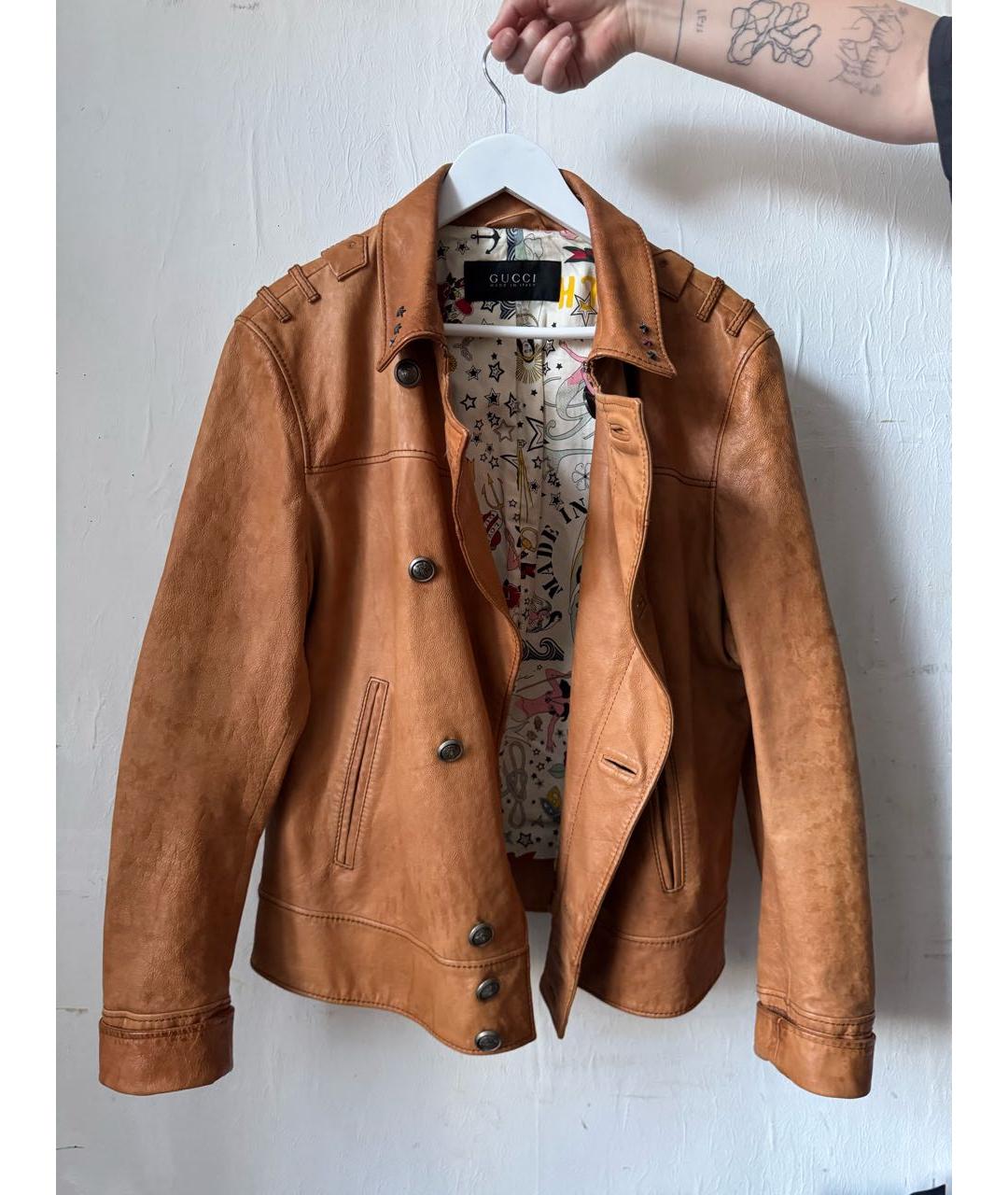 GUCCI Коричневая кожаная куртка, фото 6