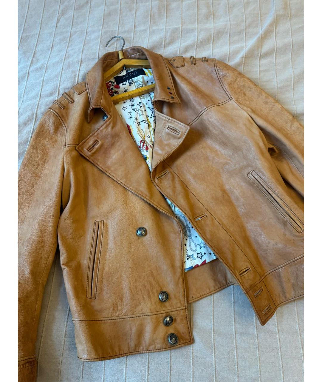GUCCI Коричневая кожаная куртка, фото 2