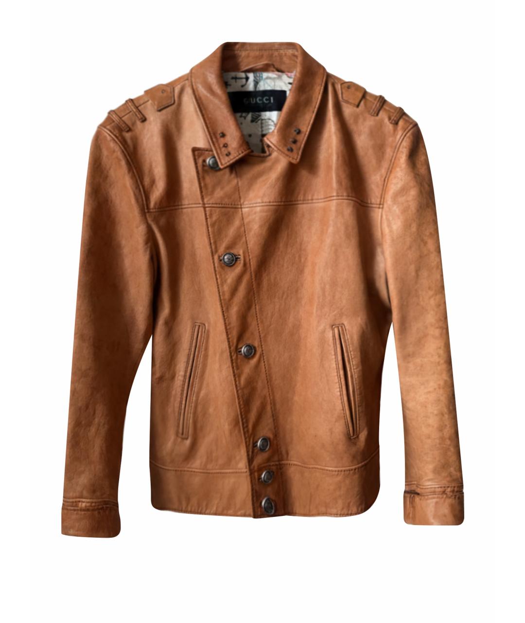 GUCCI Коричневая кожаная куртка, фото 1