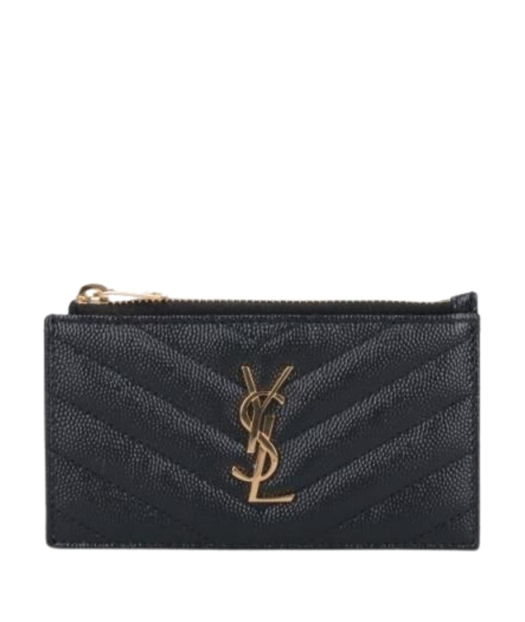 SAINT LAURENT Черный кожаный кошелек, фото 1