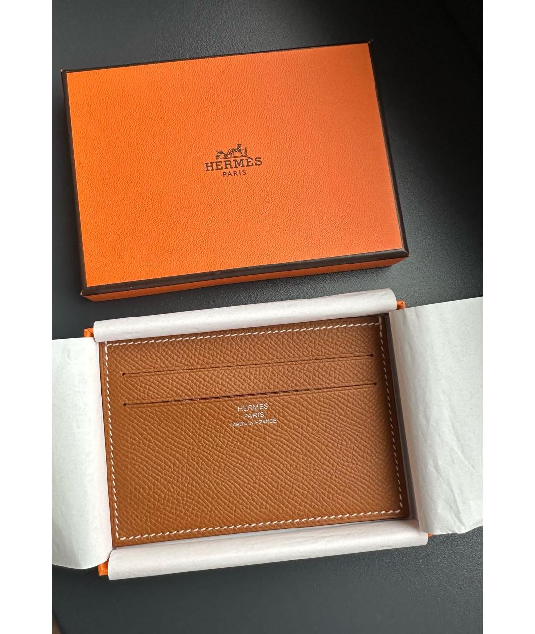 HERMES Коричневый кожаный кардхолдер, фото 3