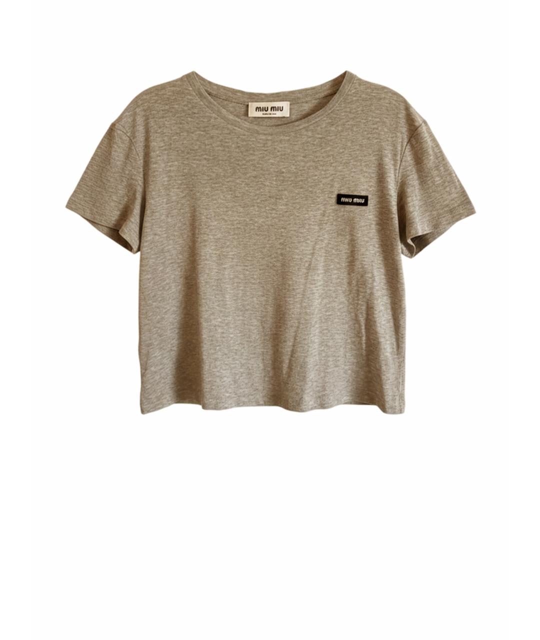 MIU MIU Серая хлопковая футболка, фото 1