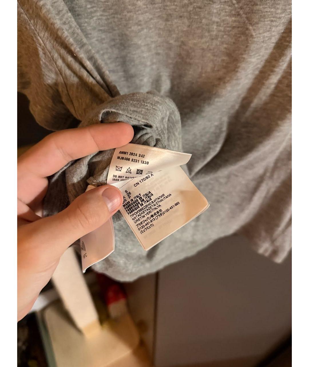 MIU MIU Серая хлопковая футболка, фото 5