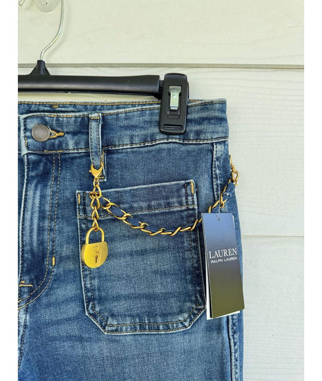 RALPH LAUREN Синие хлопко-эластановые джинсы клеш, фото 8