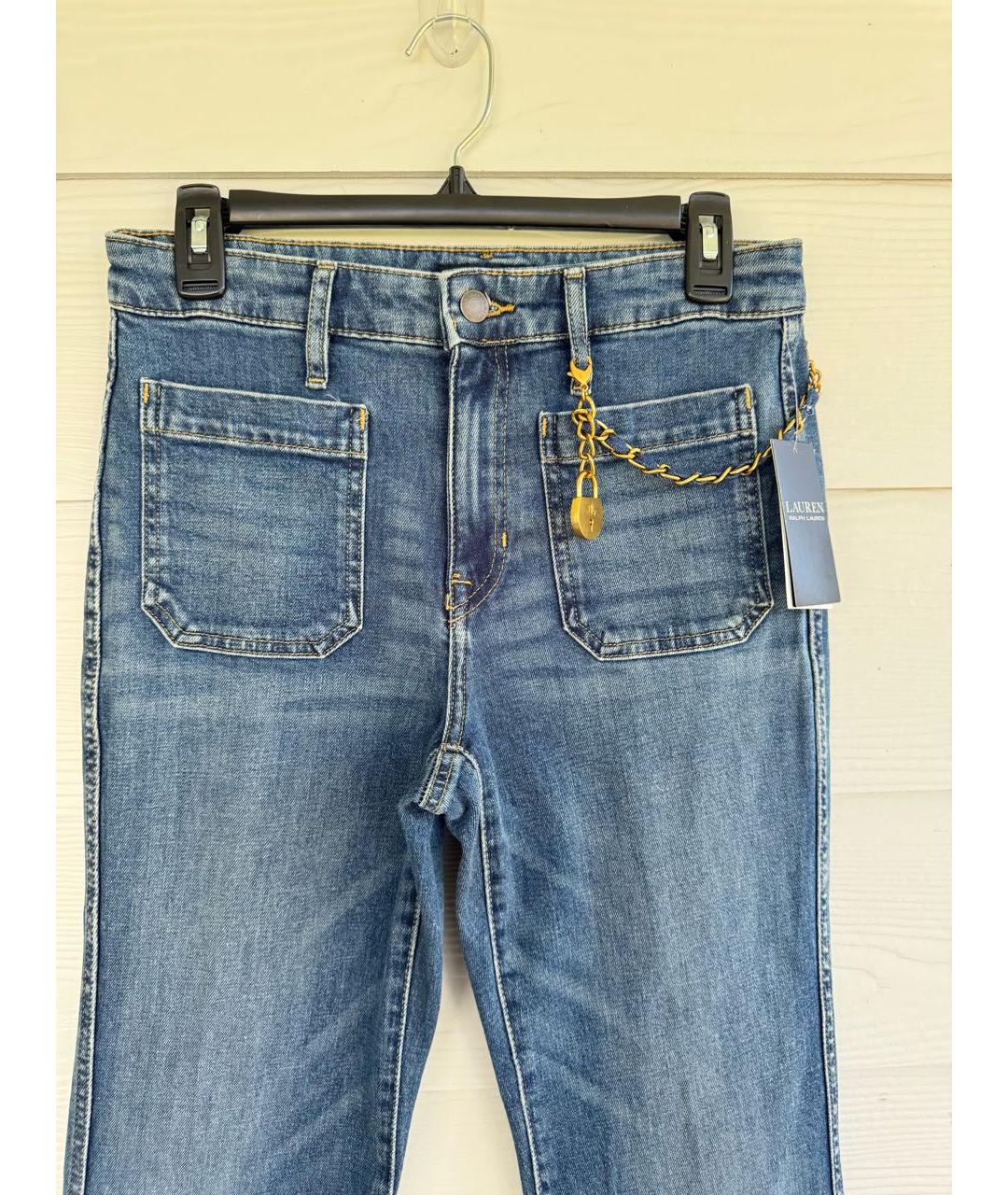 RALPH LAUREN Синие хлопко-эластановые джинсы клеш, фото 2