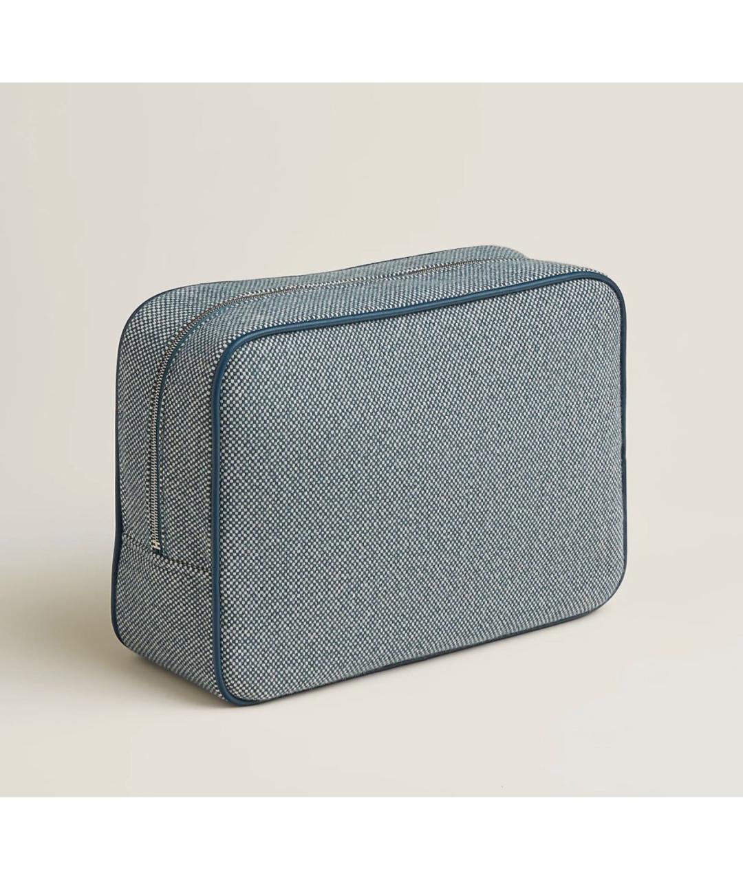 HERMES Синяя шерстяная косметичка, фото 2