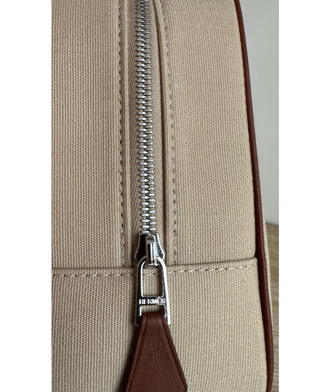 HERMES Бежевая хлопковая косметичка, фото 5