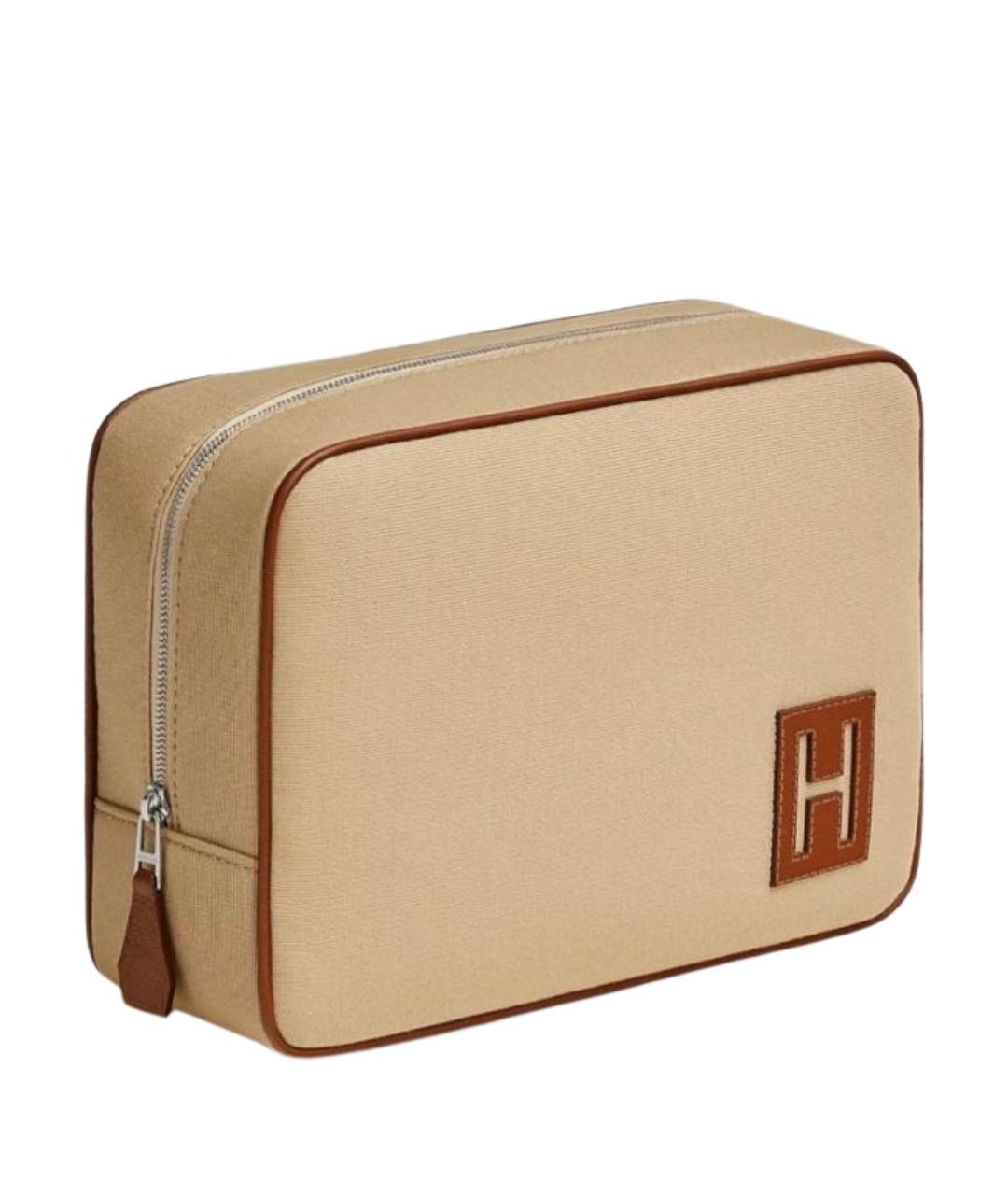 HERMES Бежевая хлопковая косметичка, фото 1