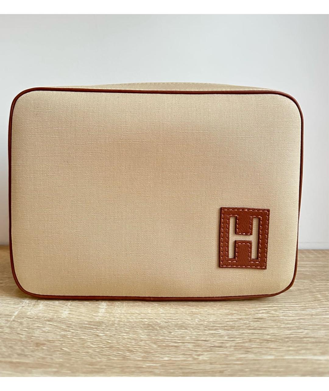 HERMES Бежевая хлопковая косметичка, фото 4