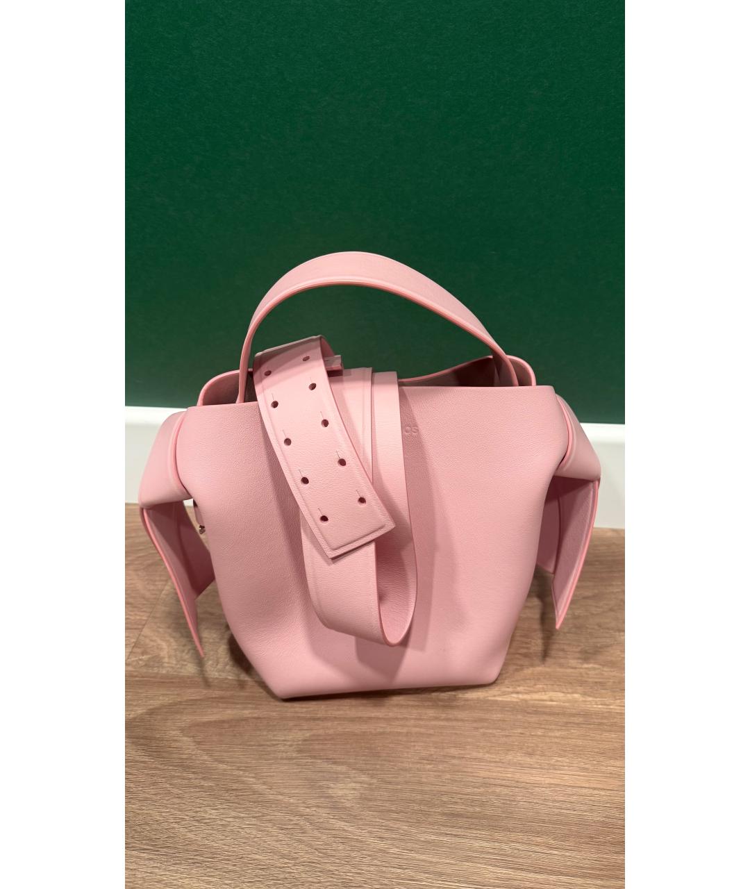 ACNE STUDIOS Розовая кожаная сумка с короткими ручками, фото 5