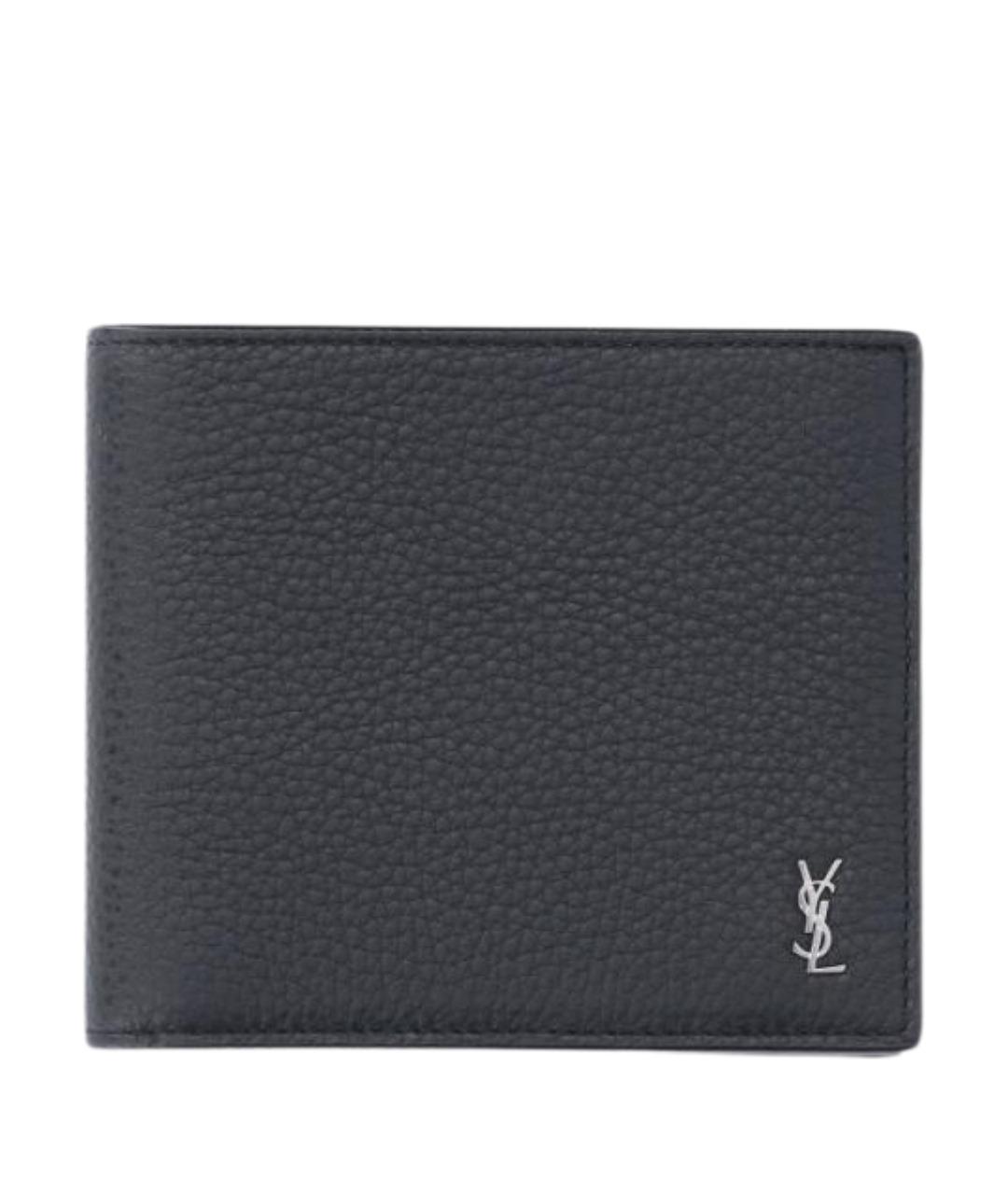 SAINT LAURENT Черный кожаный кошелек, фото 1