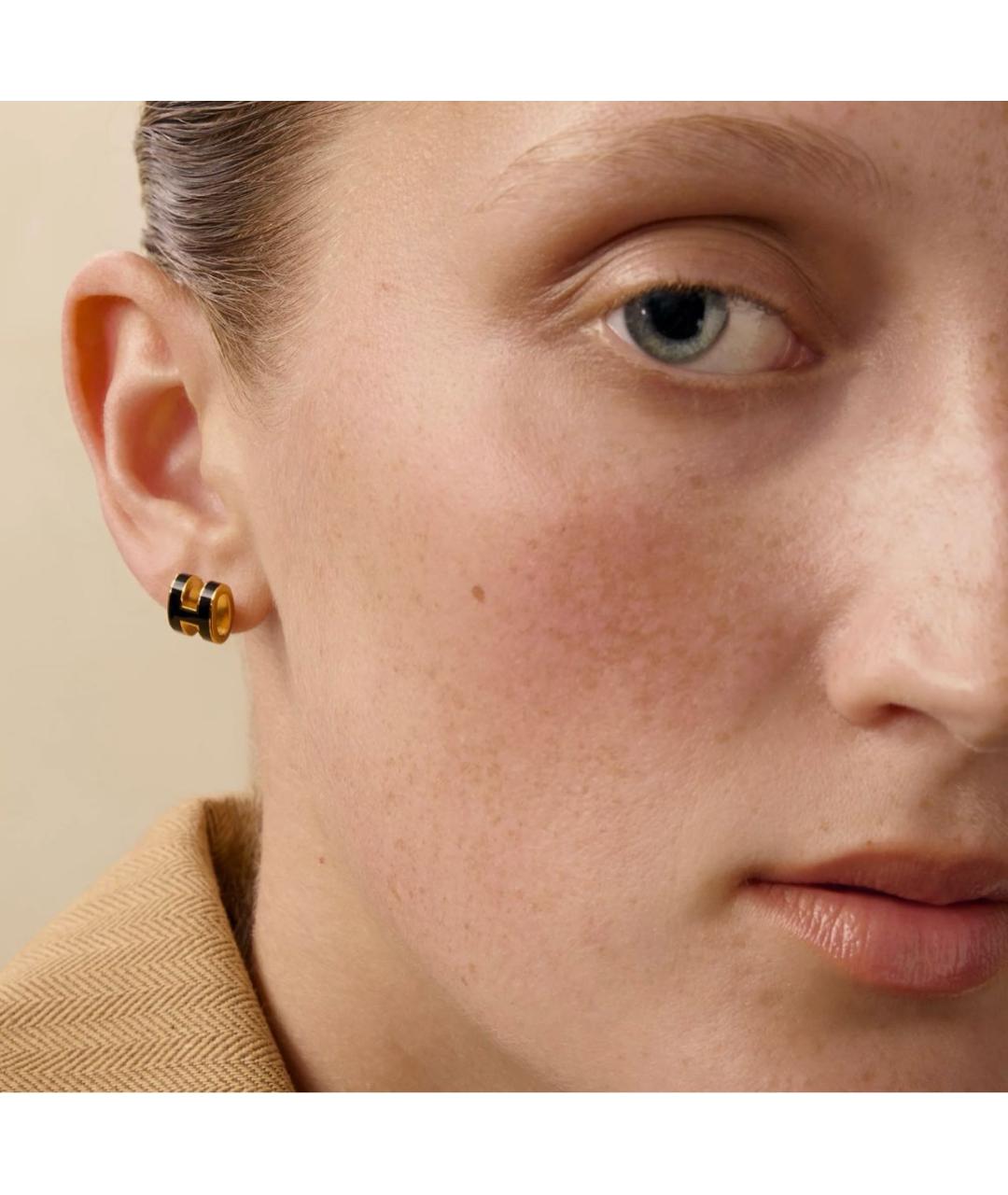 HERMES Черные металлические серьги, фото 2