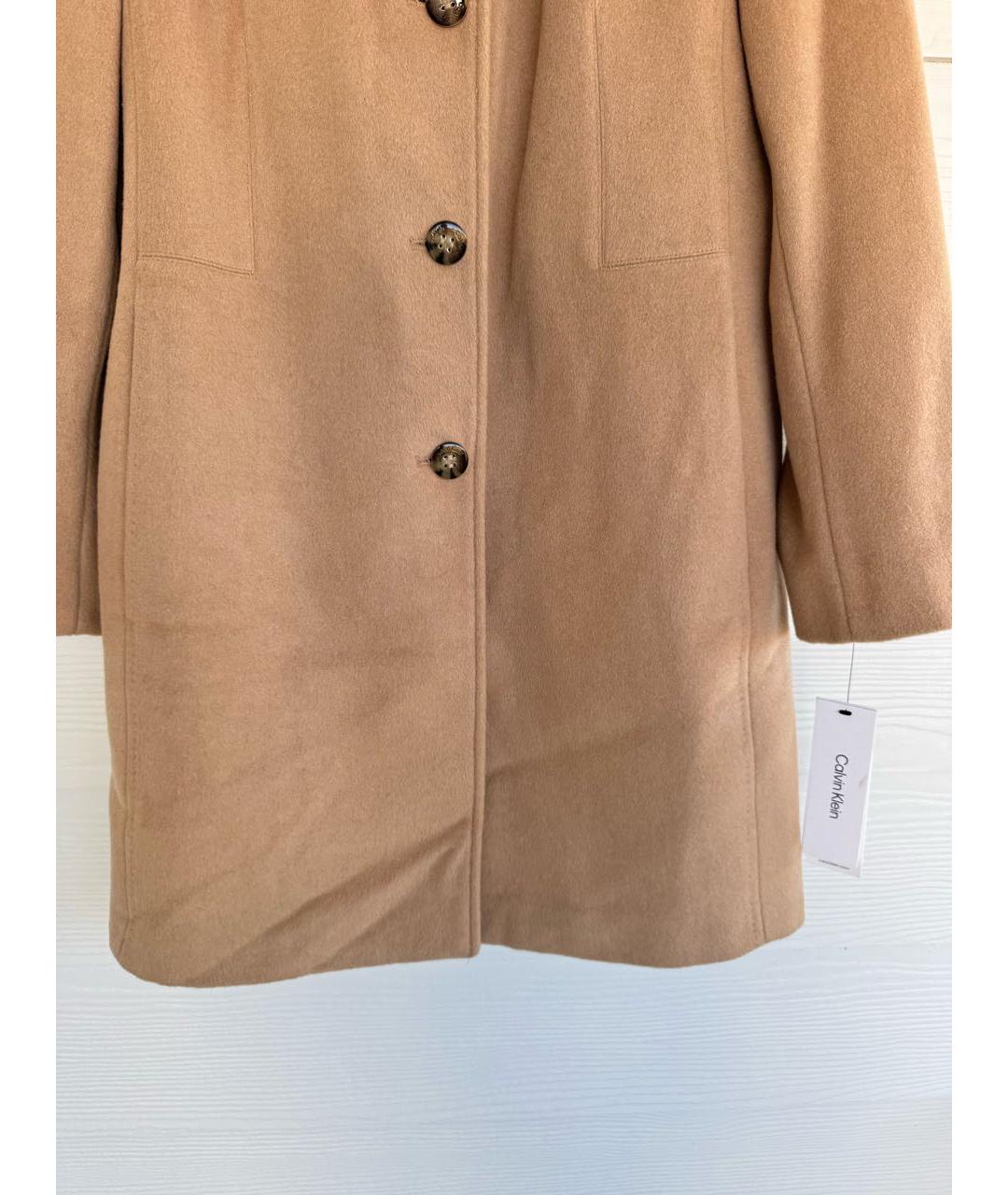 CALVIN KLEIN Бежевое шерстяное пальто, фото 2