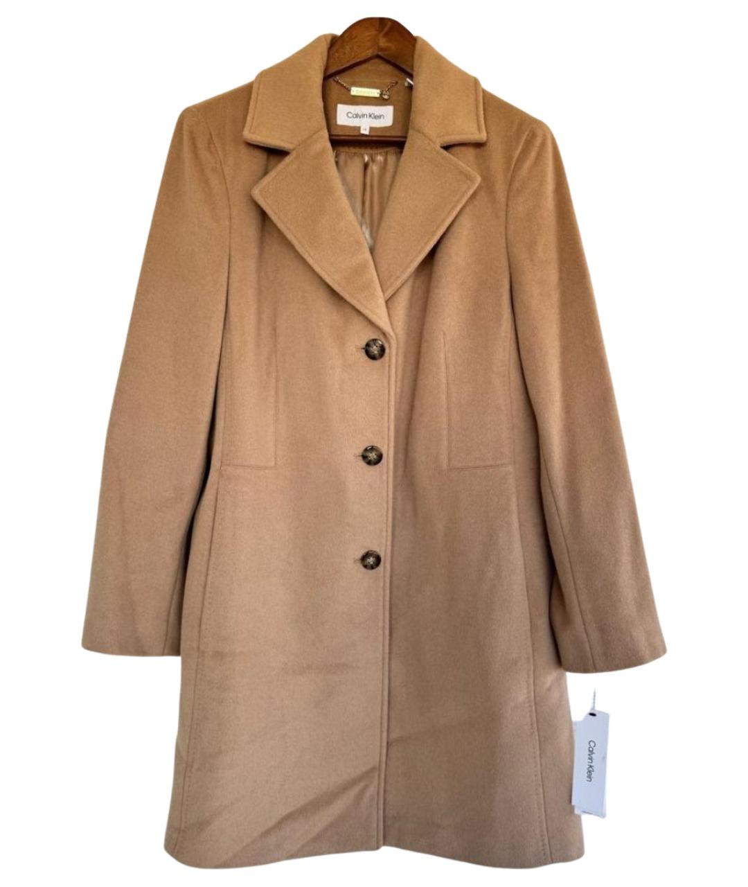 CALVIN KLEIN Бежевое шерстяное пальто, фото 1