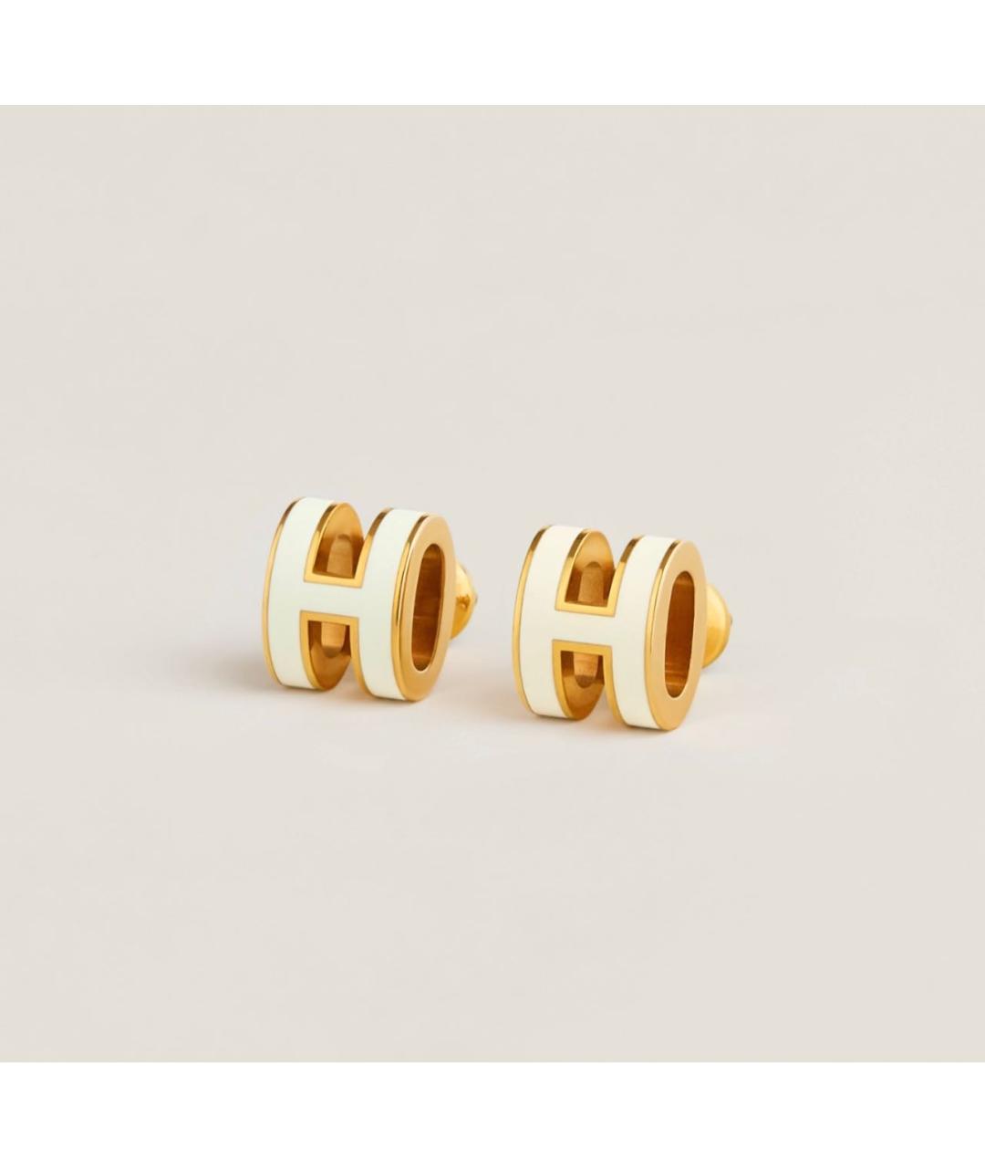 HERMES Белые металлические серьги, фото 4