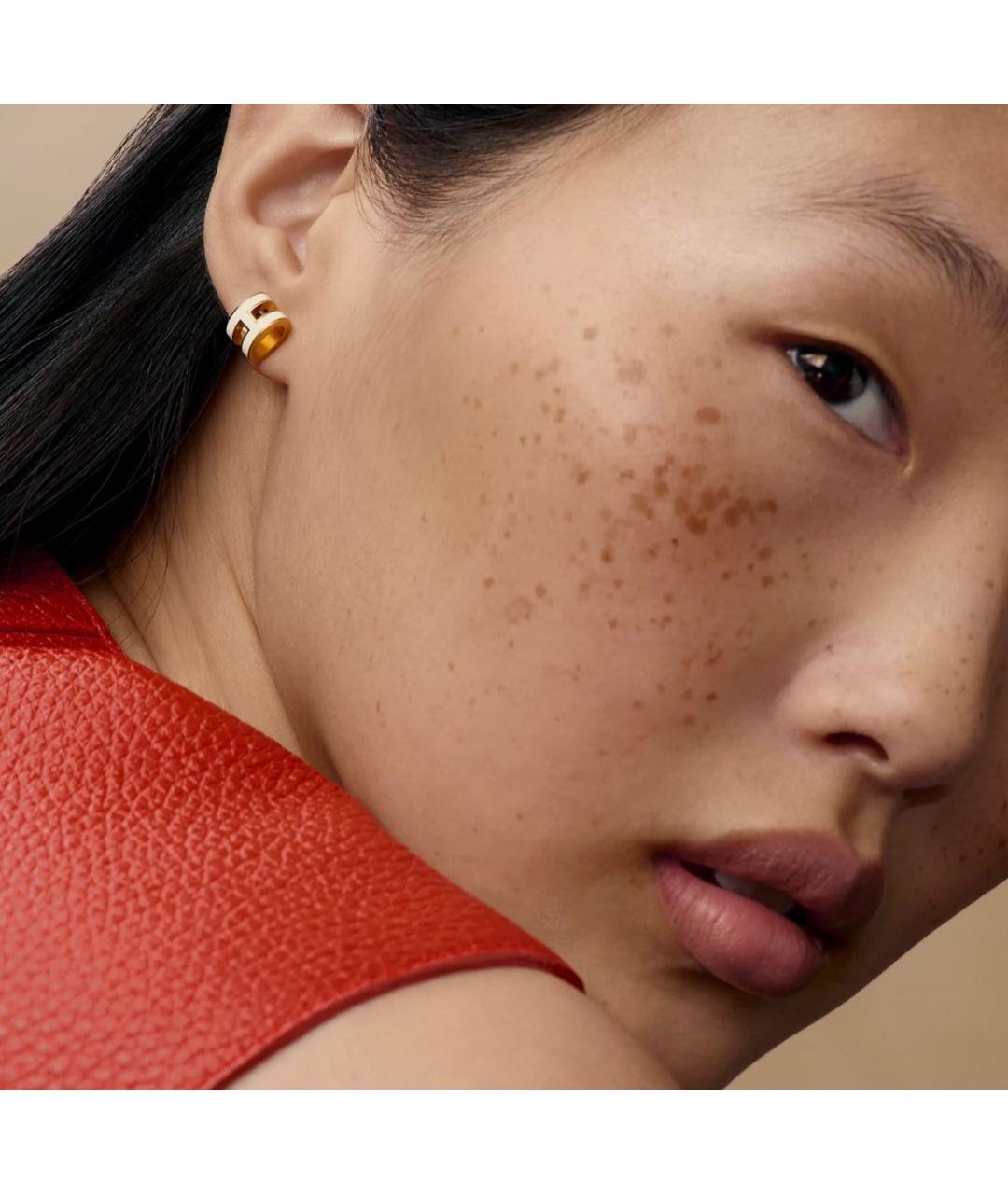 HERMES Белые металлические серьги, фото 2