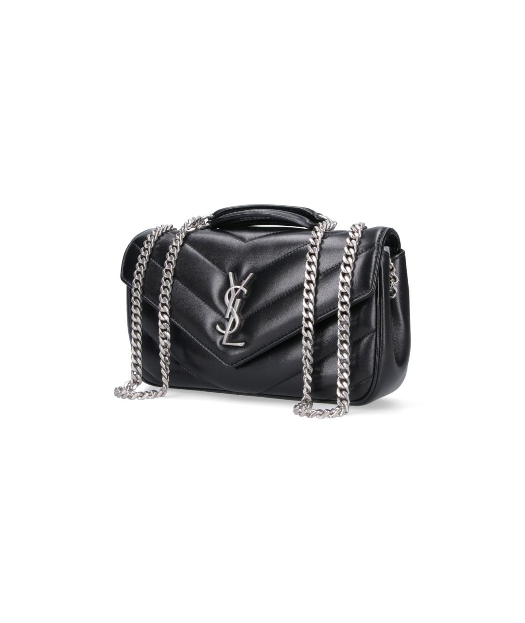 SAINT LAURENT Черная кожаная сумка через плечо, фото 2