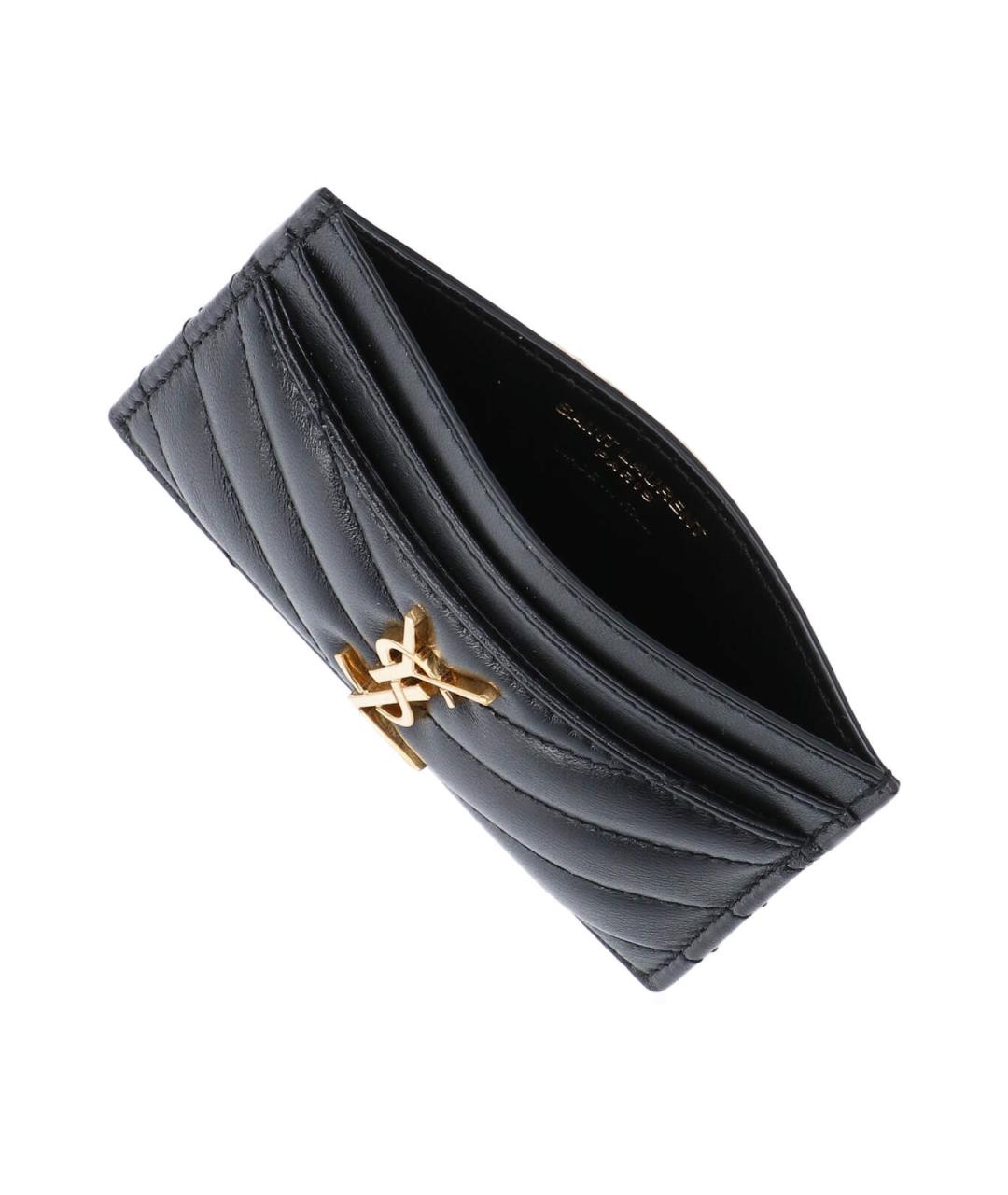 SAINT LAURENT Черный кожаный кардхолдер, фото 3