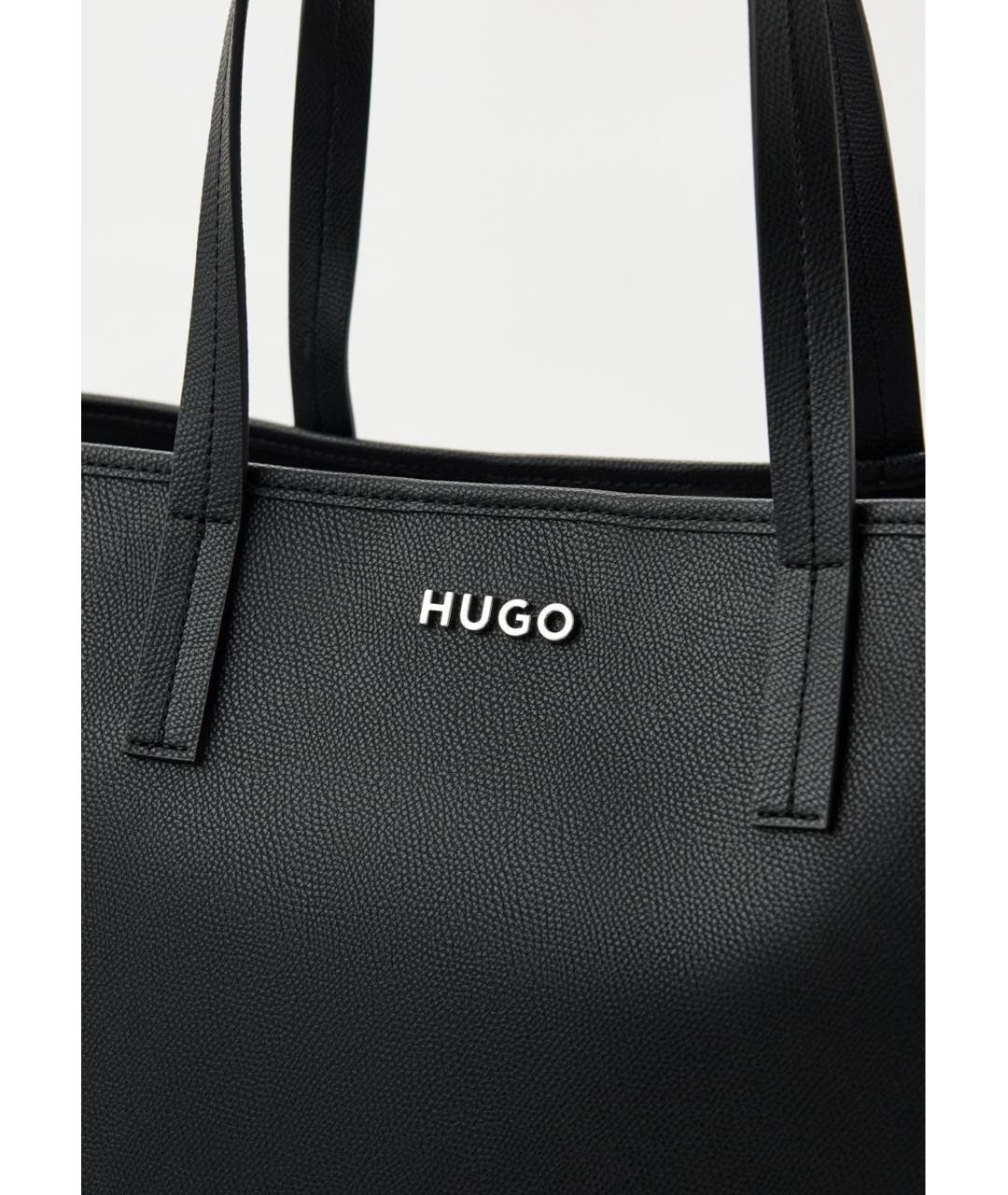 HUGO Черная сумка тоут из искусственной кожи, фото 4