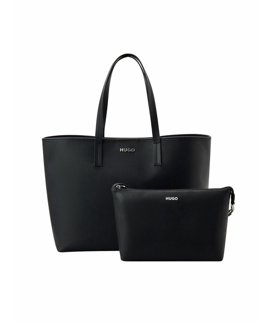 HUGO Черная сумка тоут из искусственной кожи, фото 1