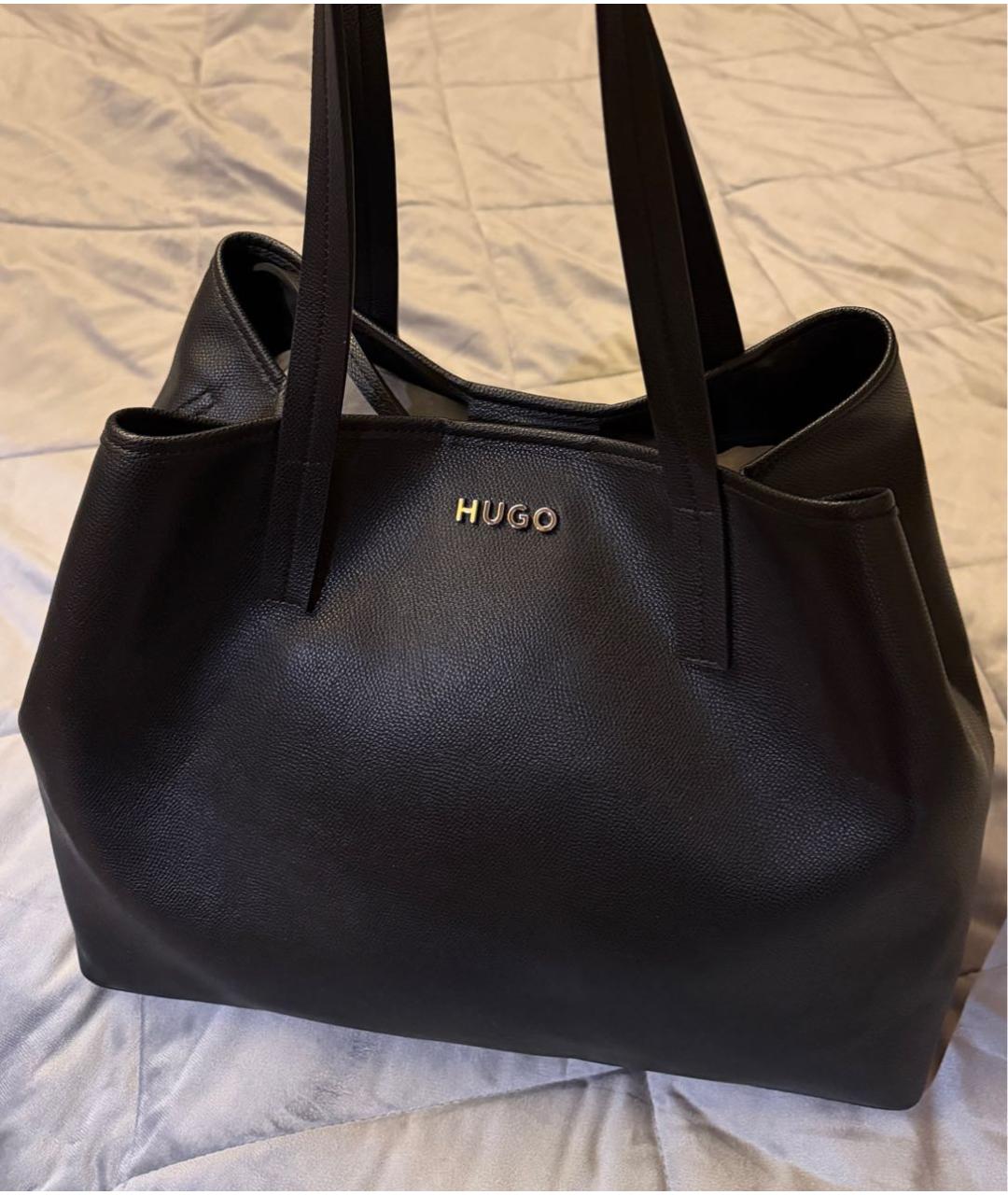 HUGO Черная сумка тоут из искусственной кожи, фото 7