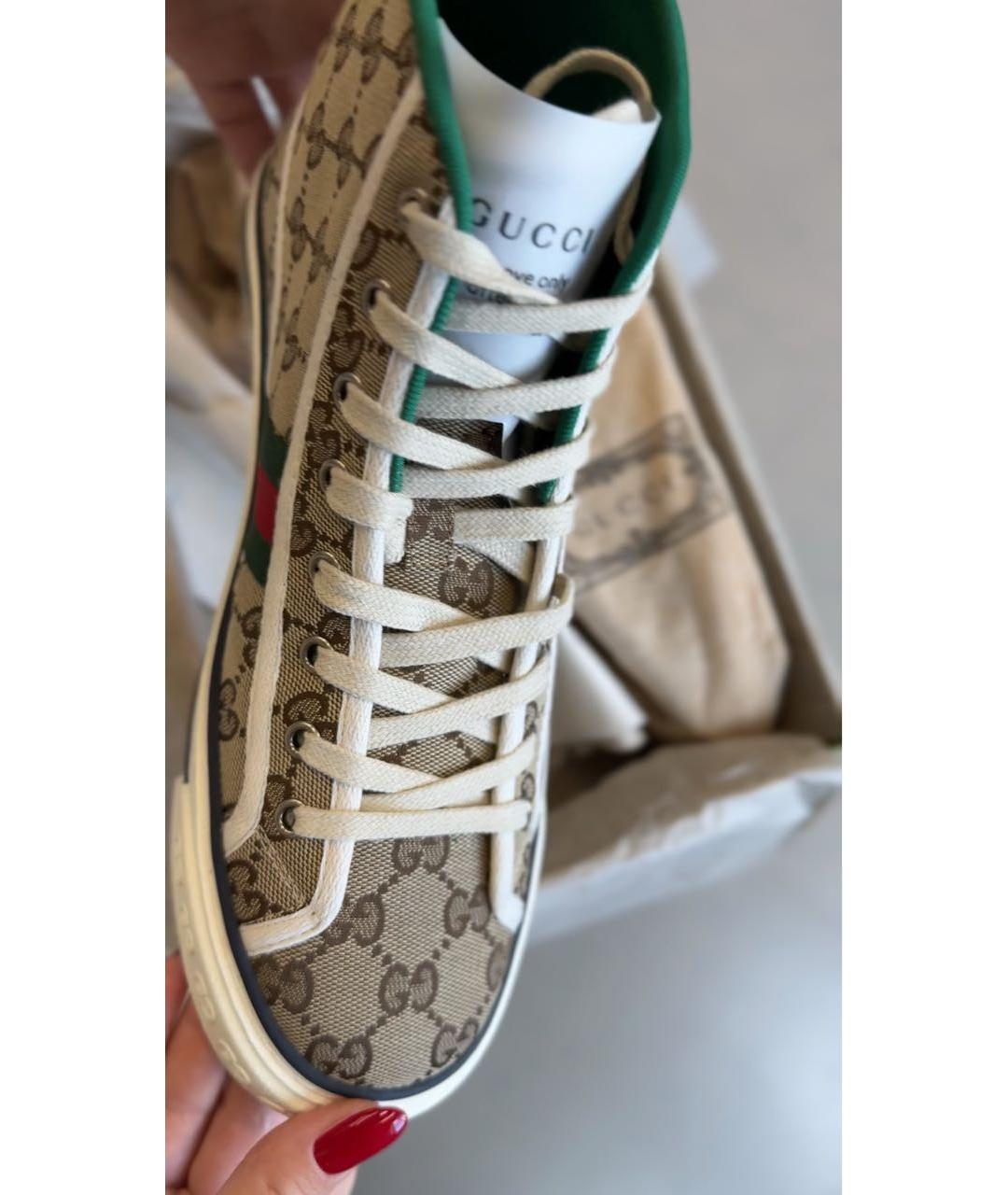 GUCCI Бежевые текстильные кеды, фото 4