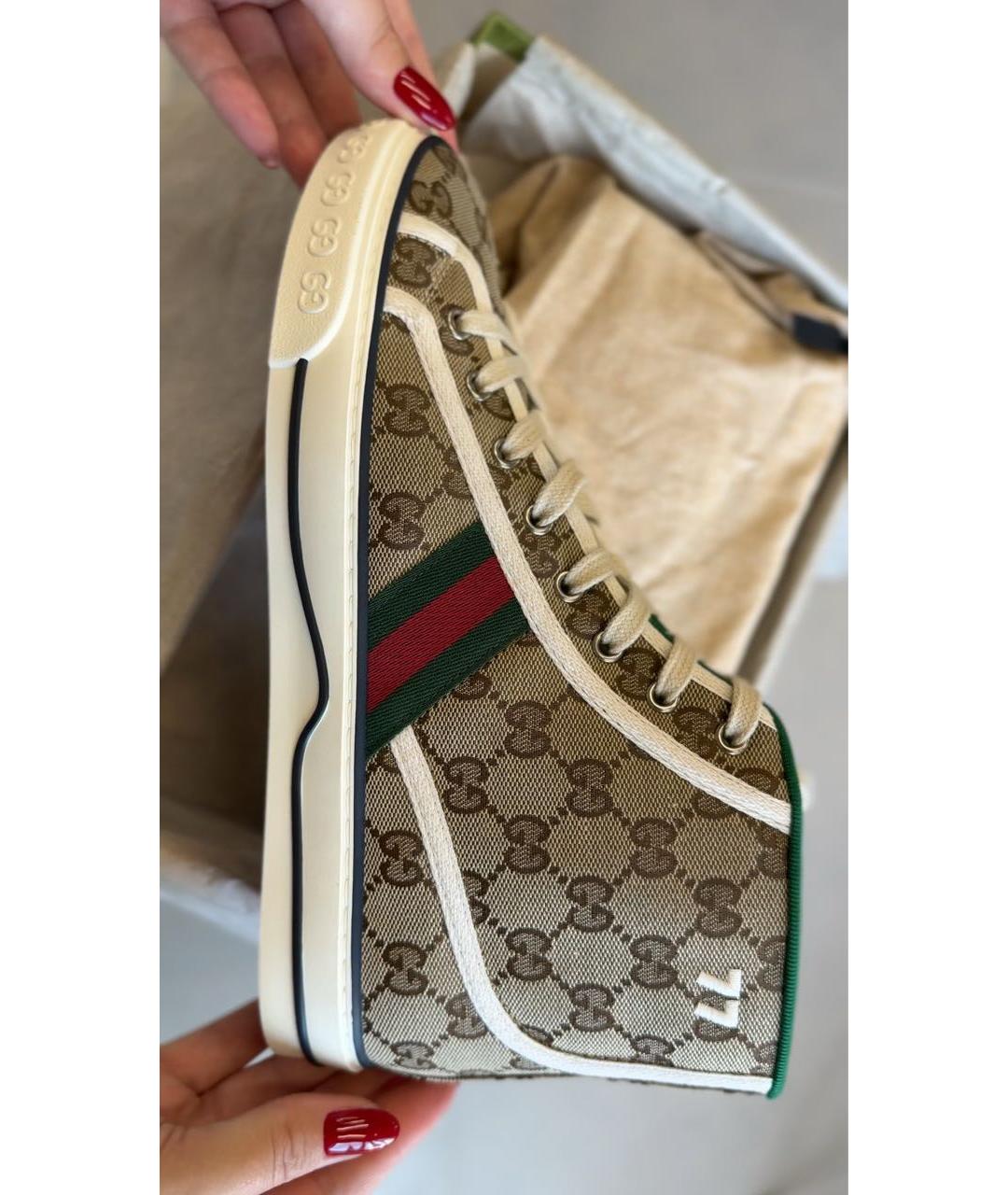 GUCCI Бежевые текстильные кеды, фото 2