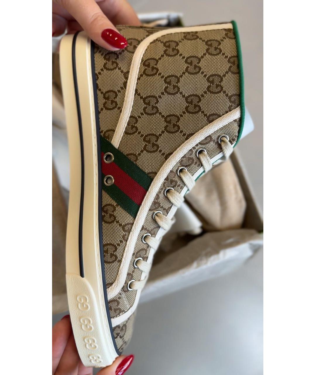 GUCCI Бежевые текстильные кеды, фото 3