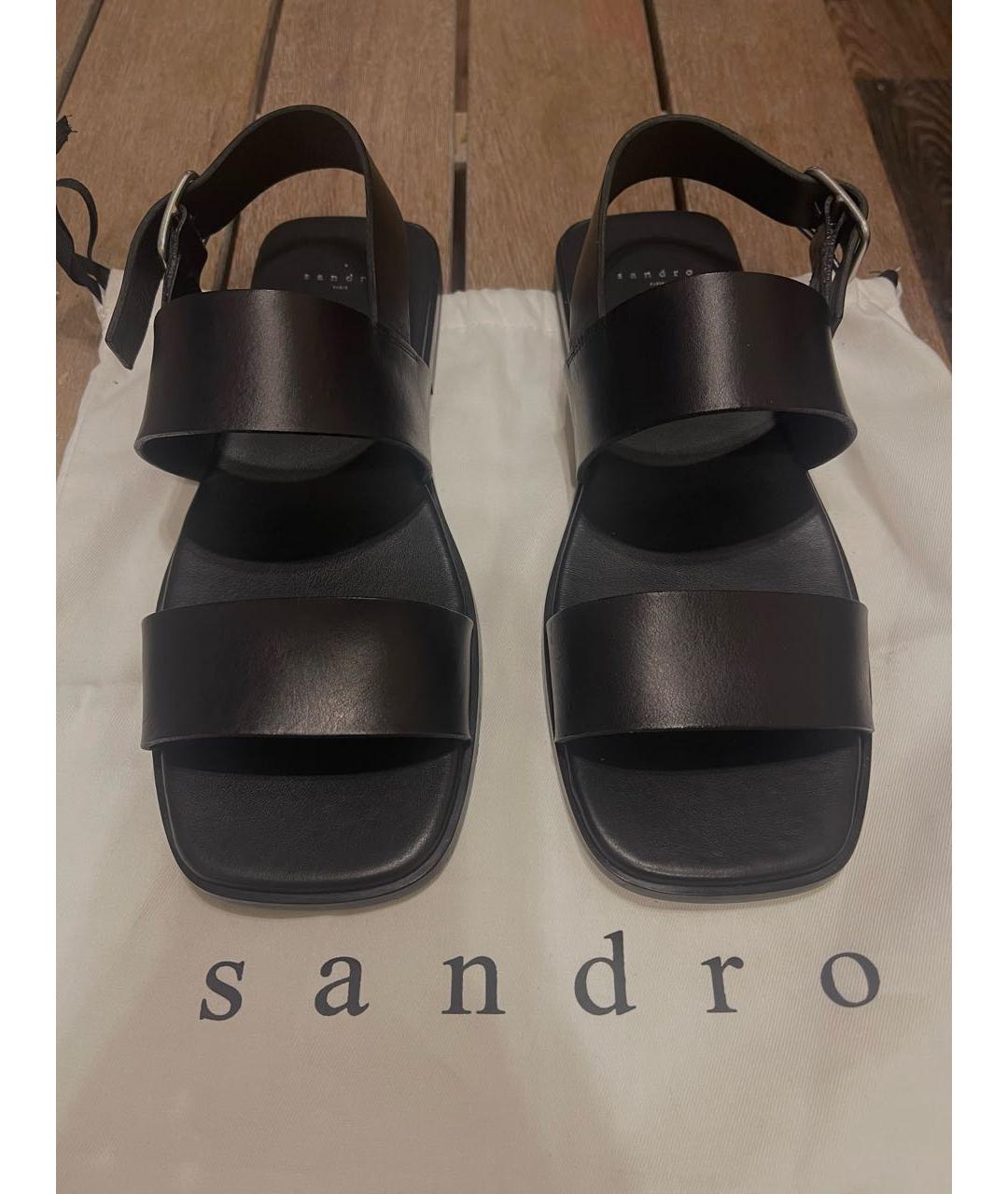 SANDRO Черные кожаные сандалии, фото 2