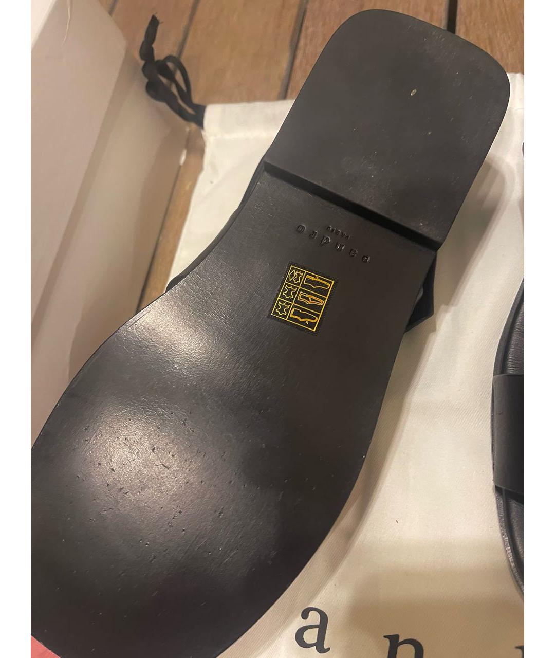 SANDRO Черные кожаные сандалии, фото 4