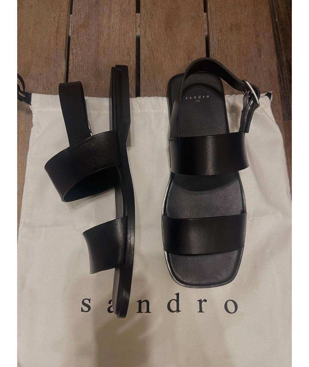 SANDRO Черные кожаные сандалии, фото 6