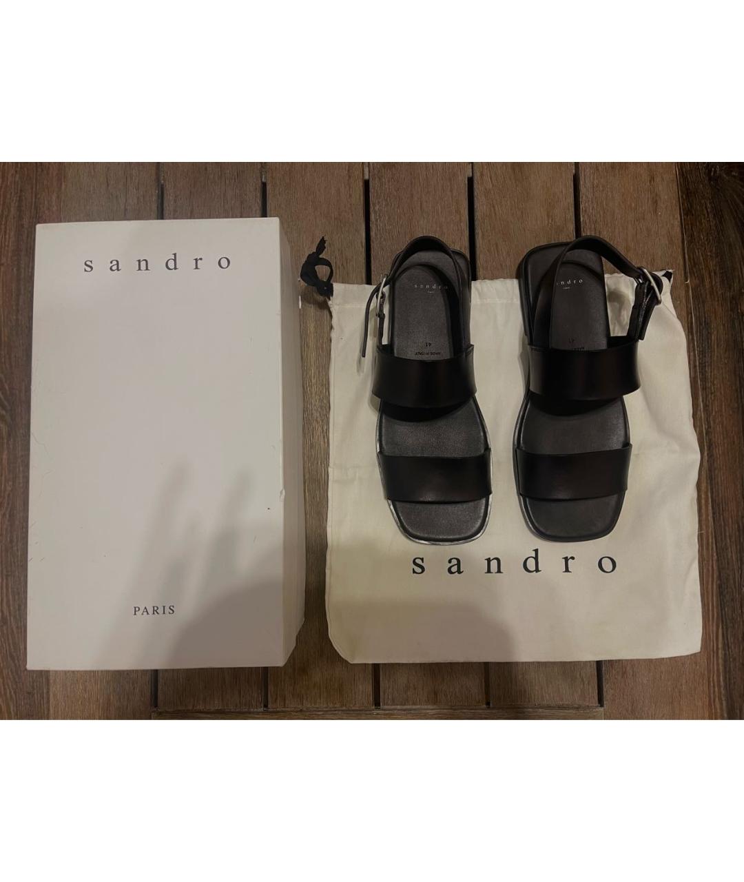SANDRO Черные кожаные сандалии, фото 3