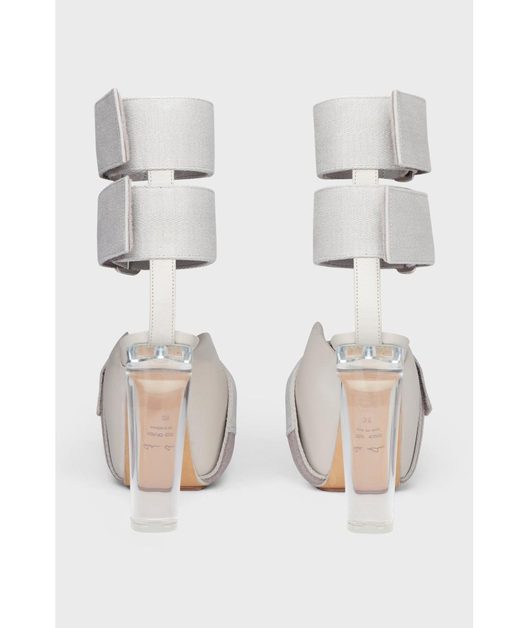 RICK OWENS Серые кожаные босоножки, фото 4