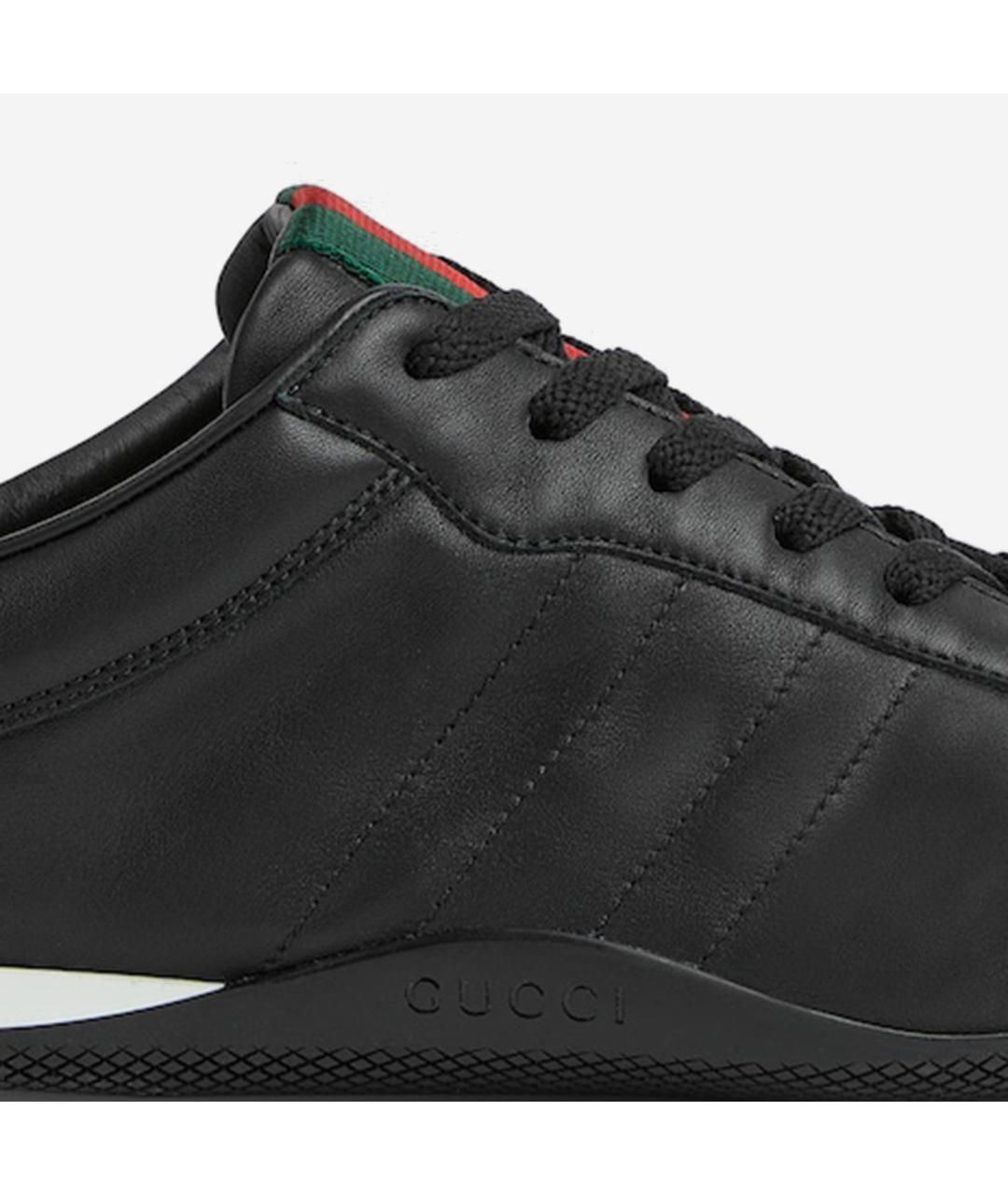 GUCCI Черные кожаные низкие кроссовки / кеды, фото 5