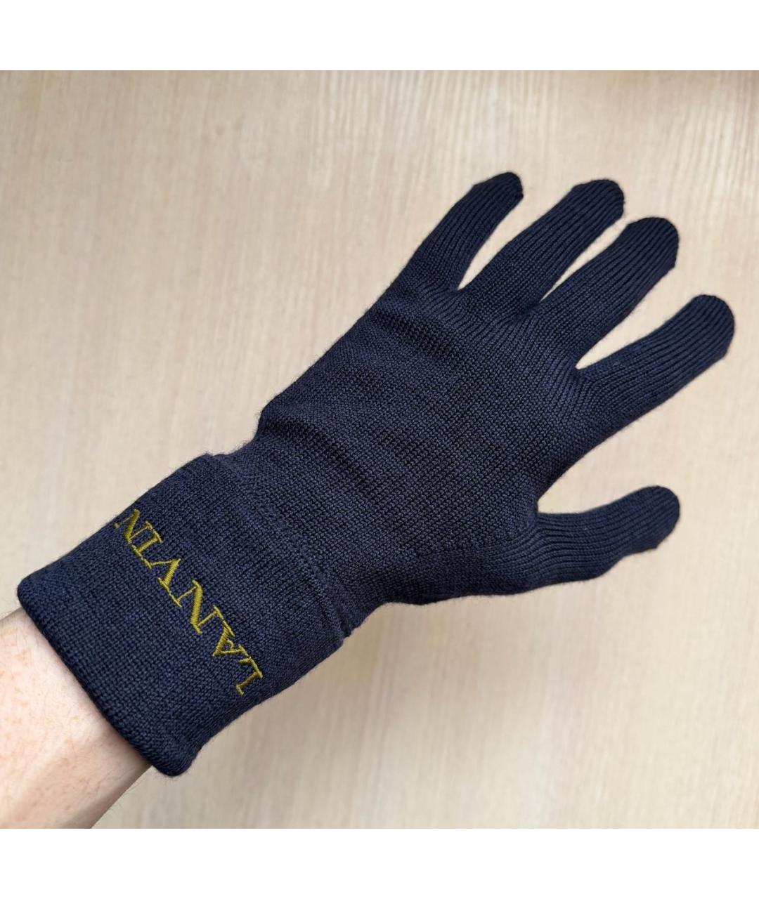 LANVIN Синие шерстяные перчатки, фото 4