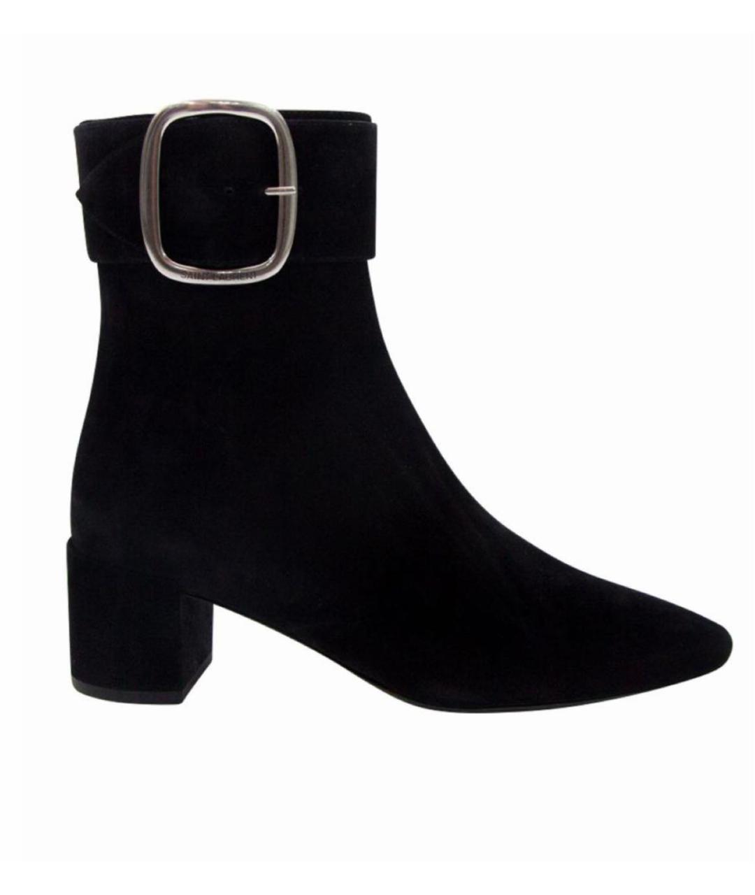 SAINT LAURENT Черные замшевые полусапоги, фото 7