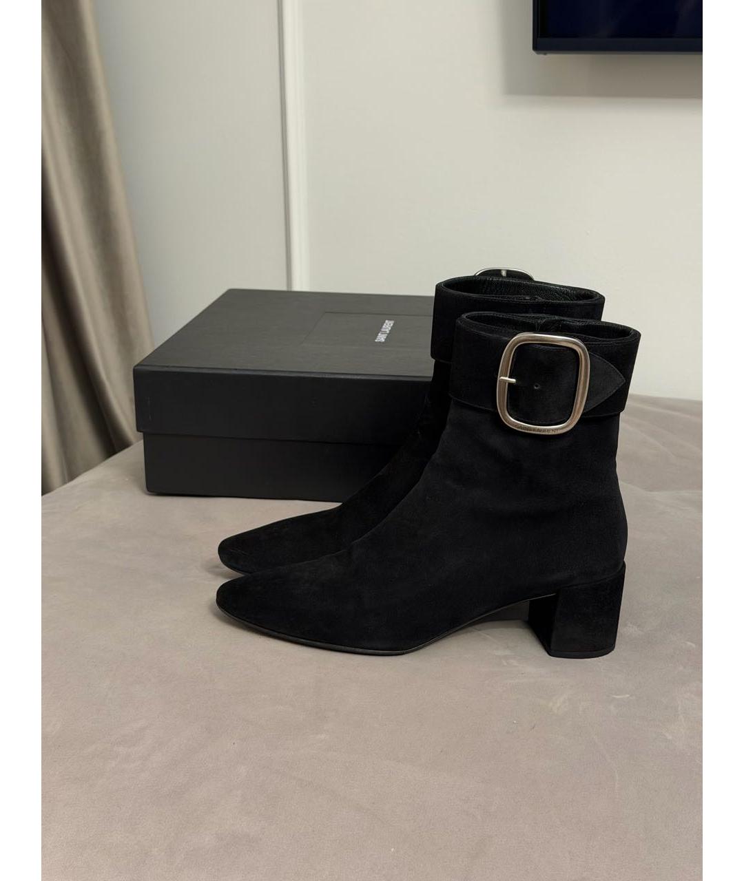 SAINT LAURENT Черные замшевые полусапоги, фото 2
