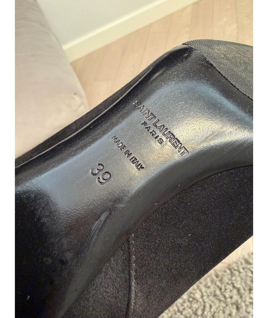 SAINT LAURENT Черные замшевые полусапоги, фото 3