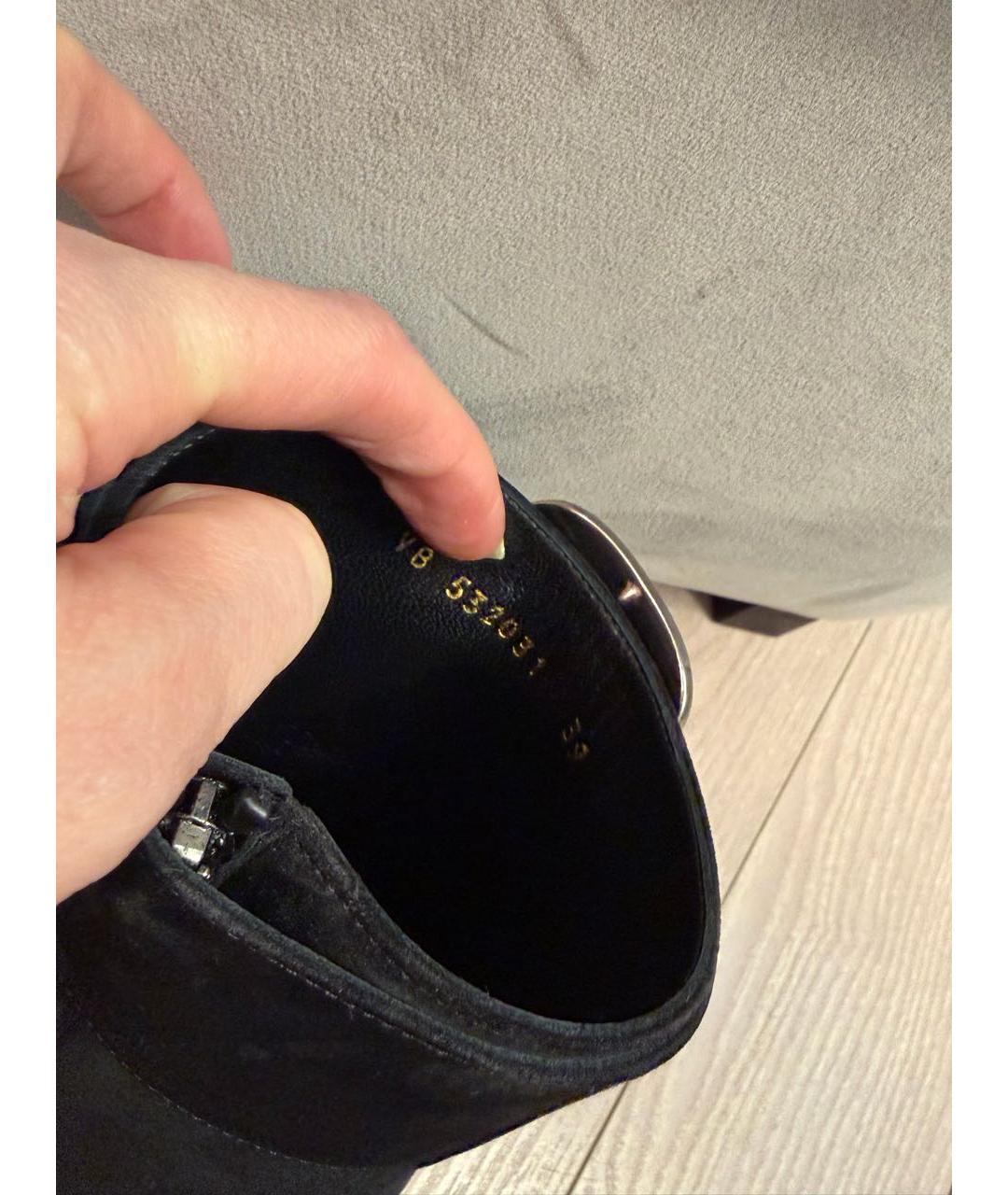 SAINT LAURENT Черные замшевые полусапоги, фото 6