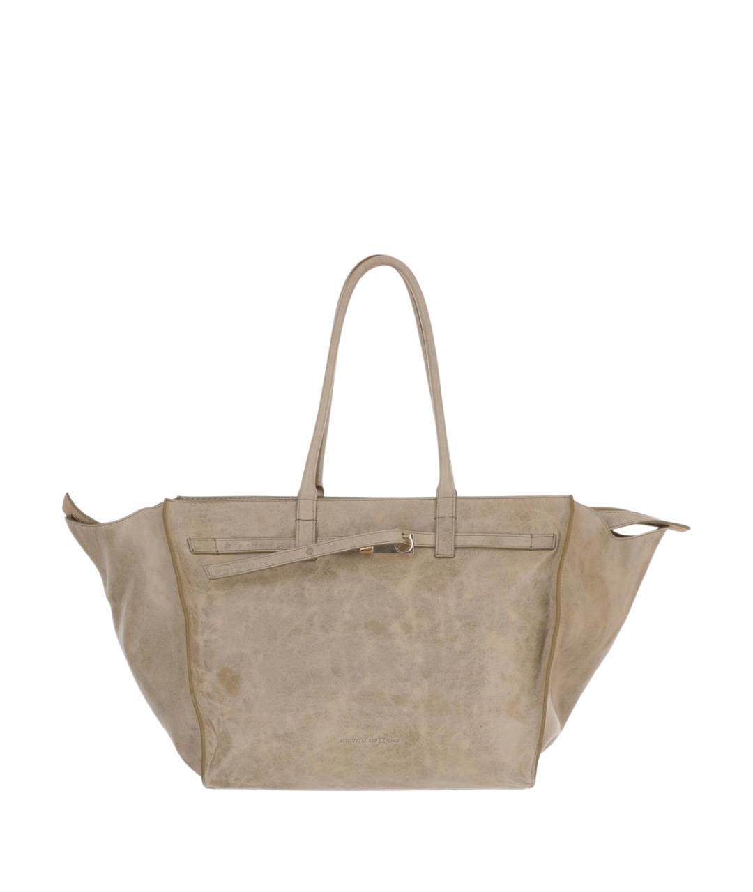 BENEDETTA BRUZZICHES Бежевая кожаная сумка тоут, фото 1