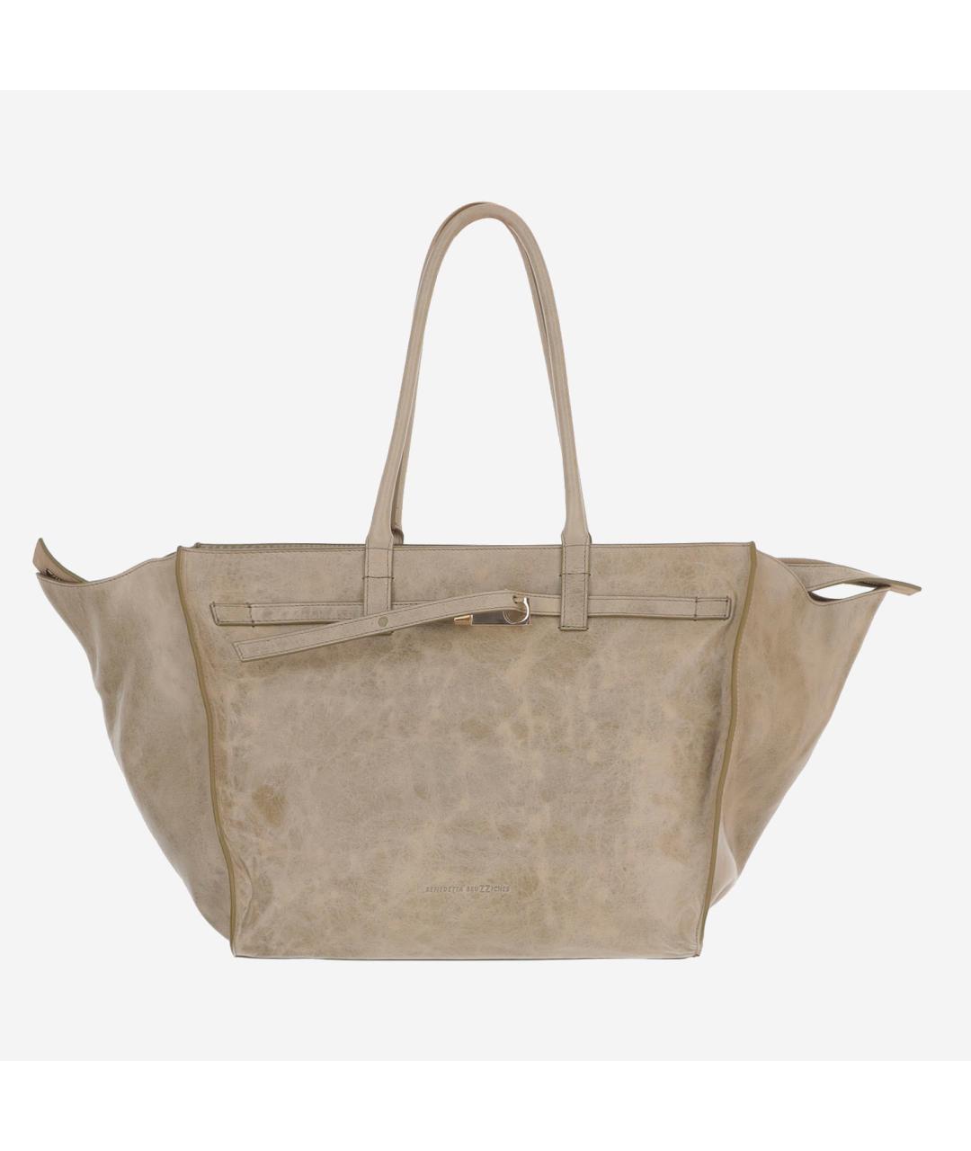 BENEDETTA BRUZZICHES Бежевая кожаная сумка тоут, фото 5