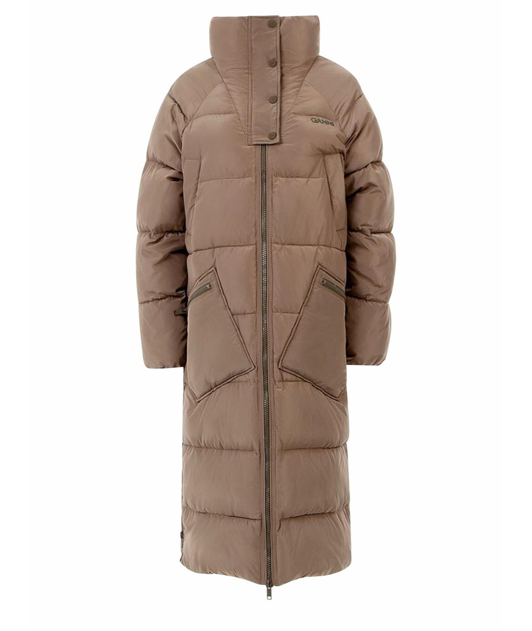GANNI Коричневый полиэстеровый пуховик, фото 1