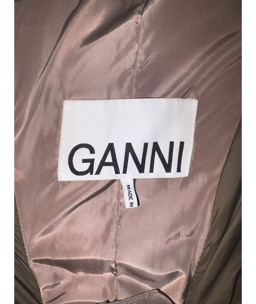 GANNI Коричневый полиэстеровый пуховик, фото 3